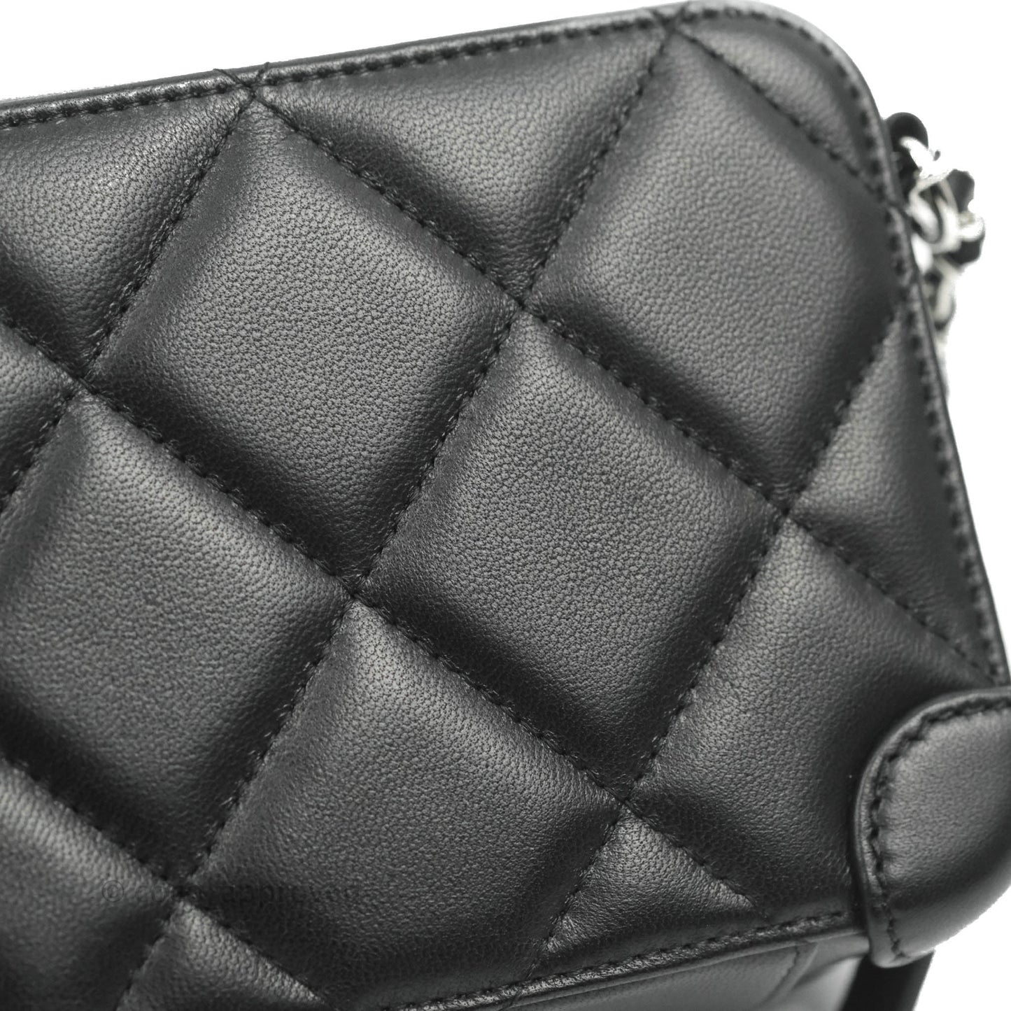 Chanel Mini Quilted Camera Case Black Lambskin Silver Hardware