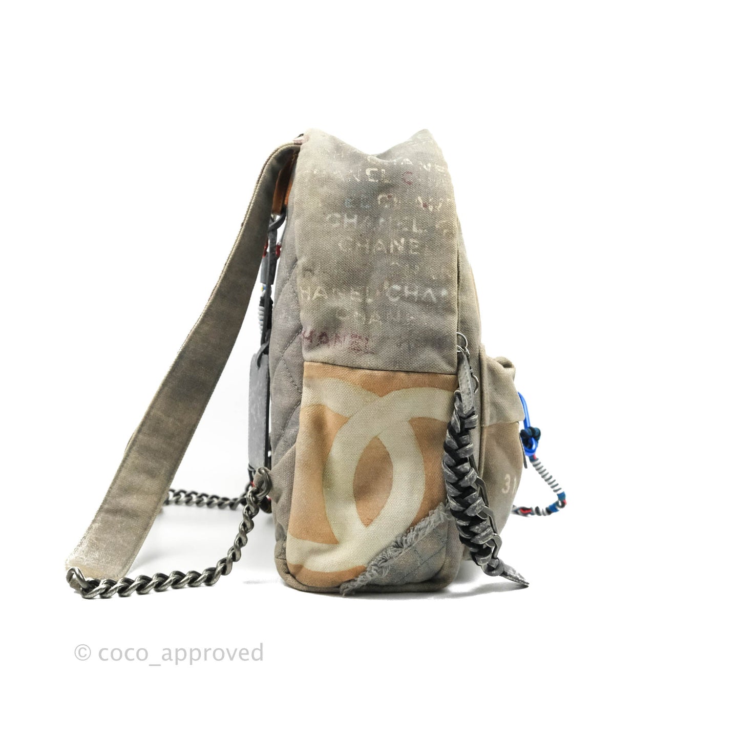 Chanel Medium Graffiti Printed Canvas Backpack Beige
