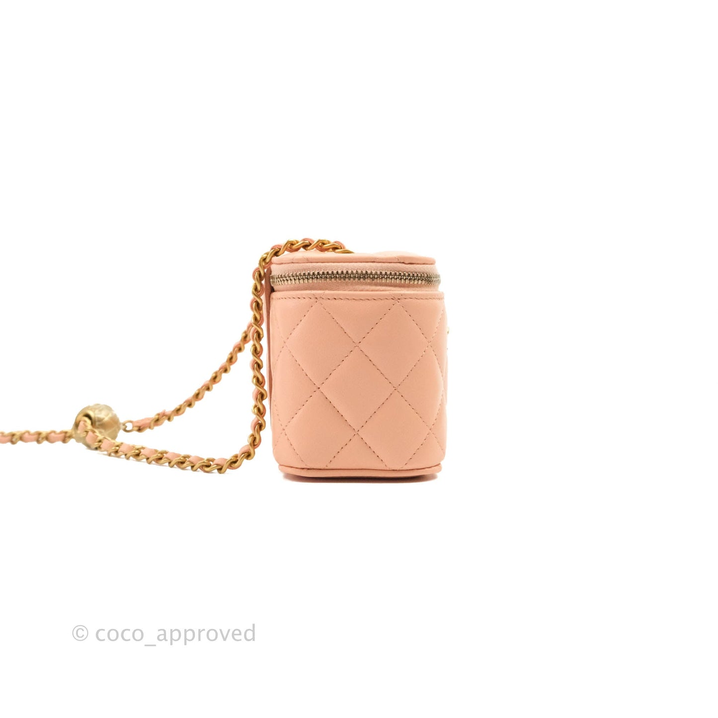 Chanel Classic Mini Pearl Crush Vanity With Chain Pink Lambskin Aged Gold Hardware