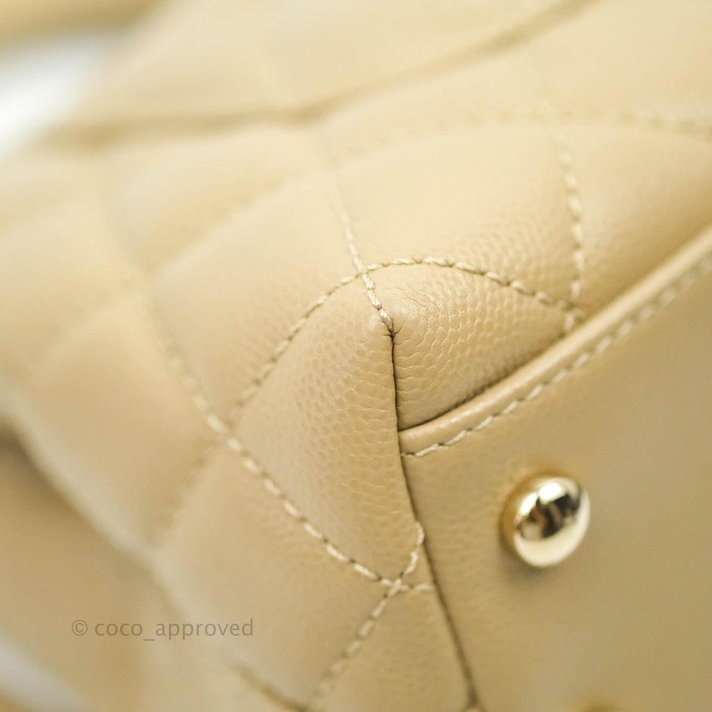 Chanel Mini Beige Coco Handle Quilted Caviar Gold Hardware Embossed Lizard Handle 21A