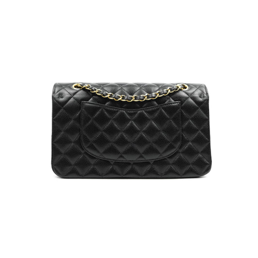Chanel Classic M/L Medium Double Flap Black Caviar Gold Hardware