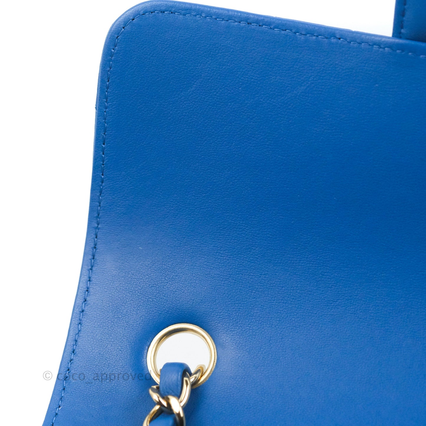 Chanel Chevron Mini Rectangular Flap Blue Lambskin Light Gold Hardware
