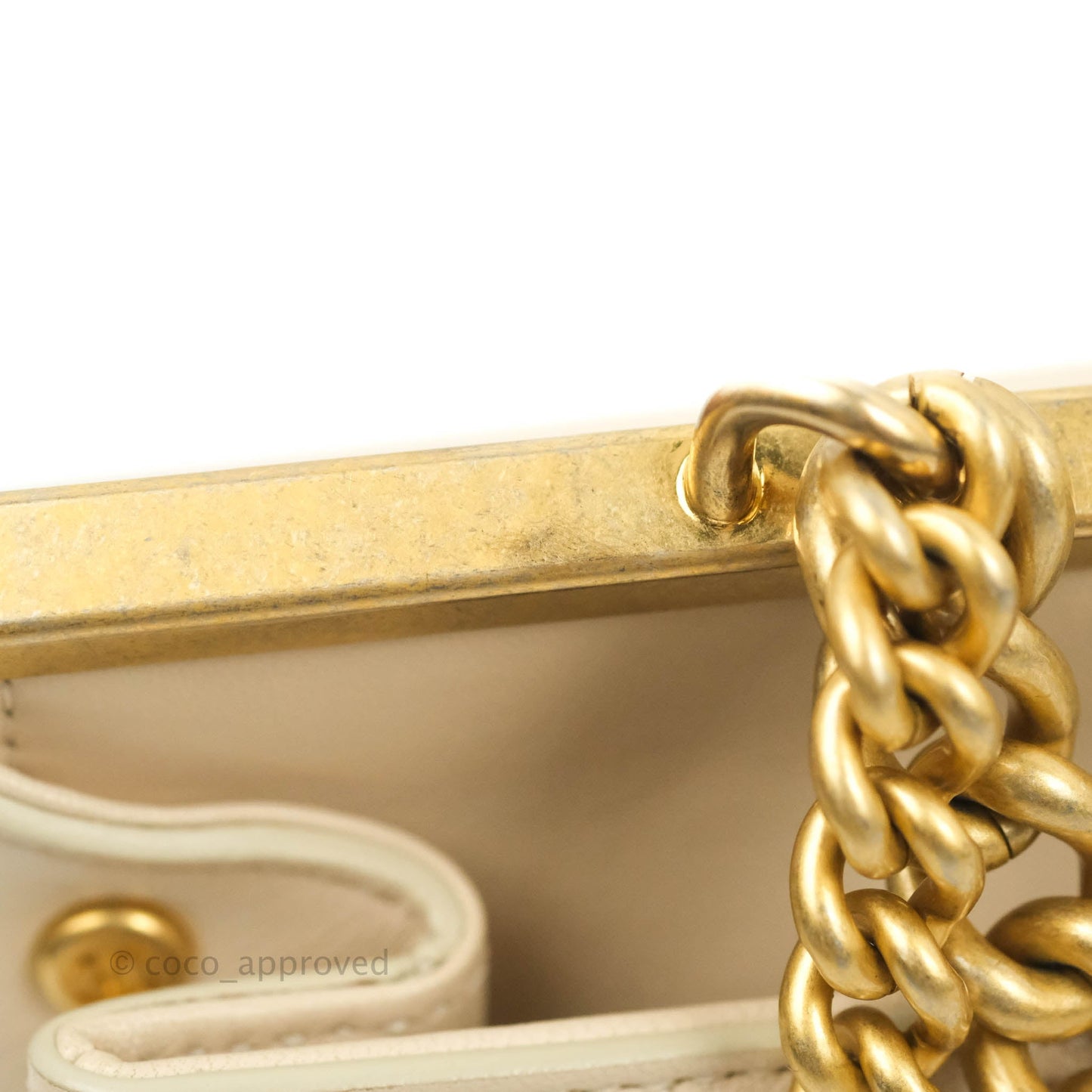 Chanel Small Flat Quilted Coco Luxe Flap Bag Light Beige Aged Gold Hardware