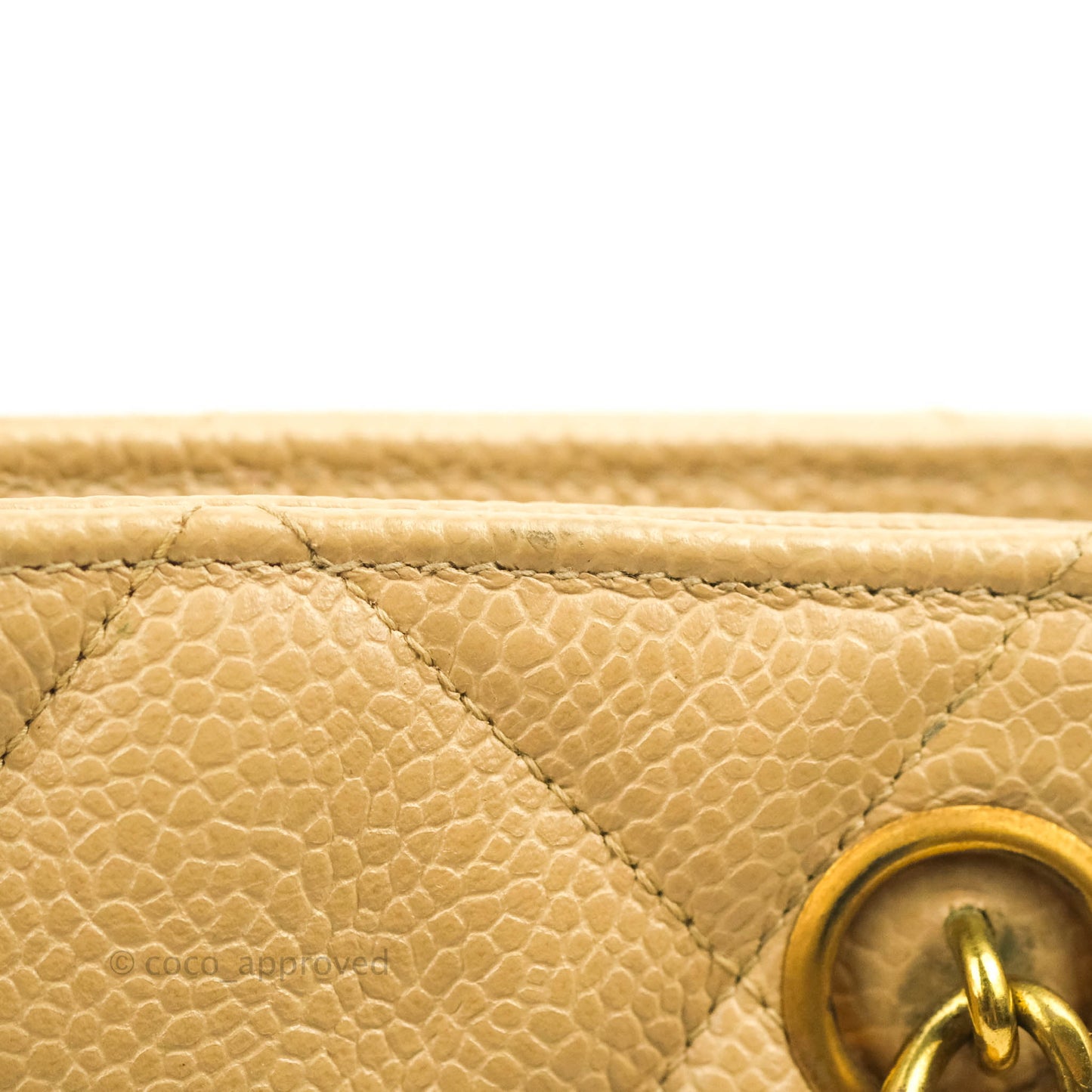 Chanel Vintage CC Quilted Tote Dark Beige Caviar 24K Gold Hardware
