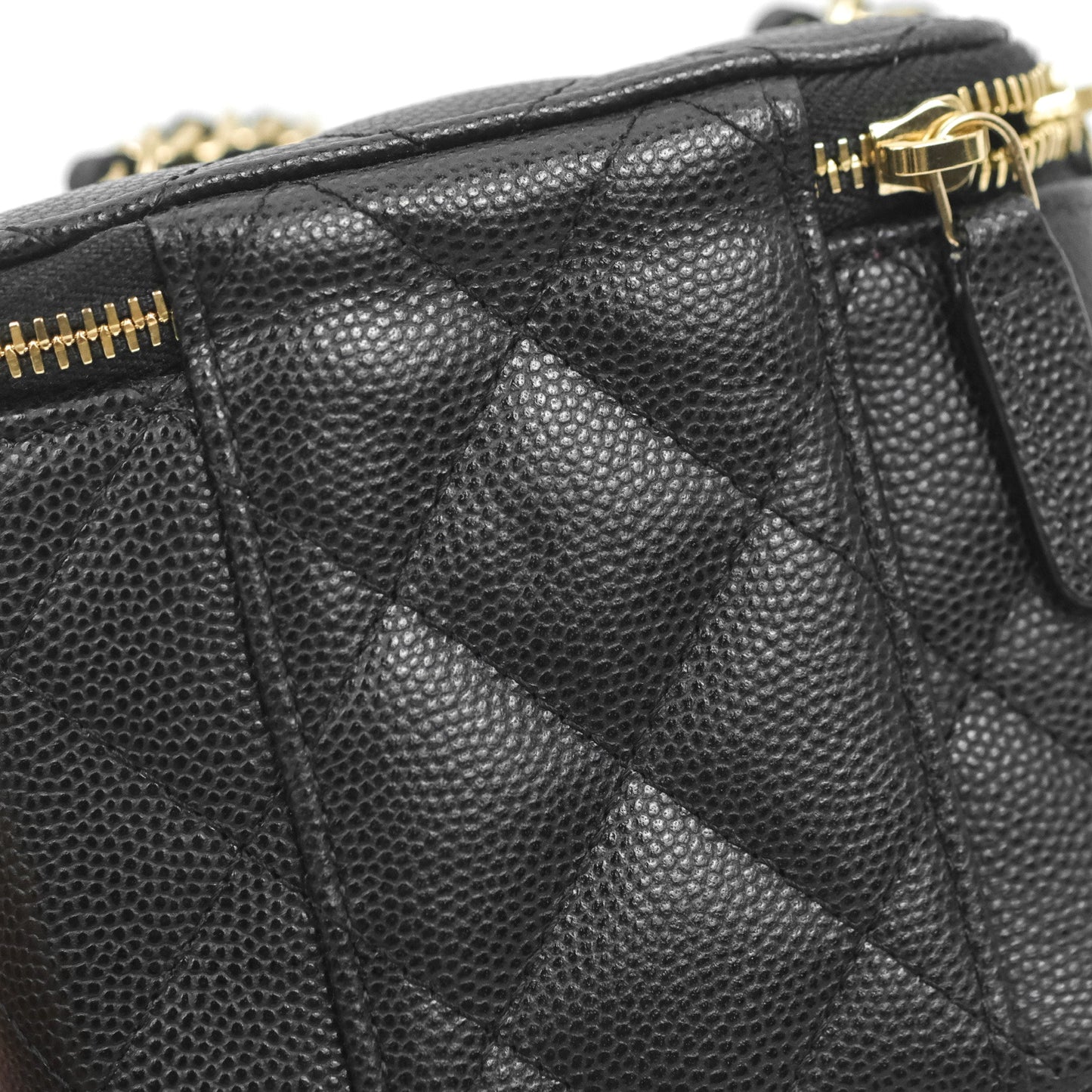 Chanel Mini Vanity With Chain Black Caviar Gold Hardware