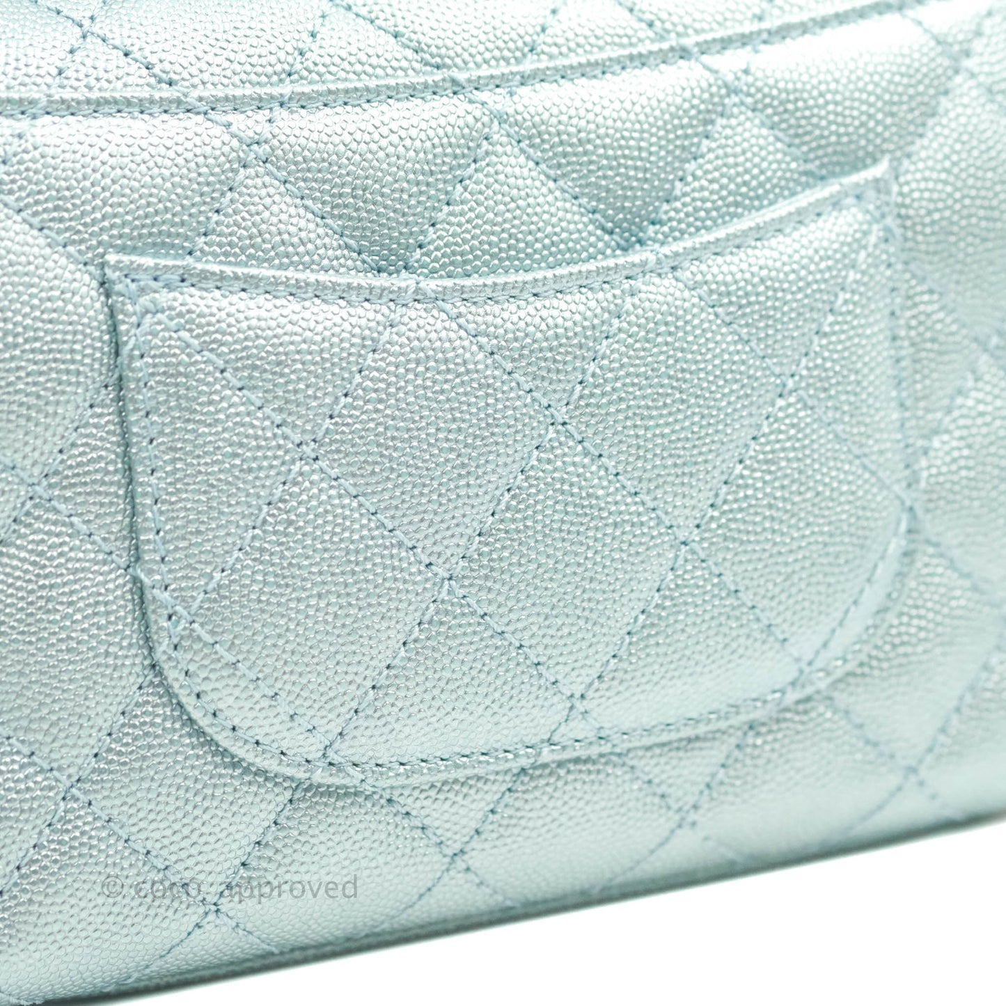 Chanel Mini Coco Handle Quilted Iridescent Blue Caviar Gold Hardware