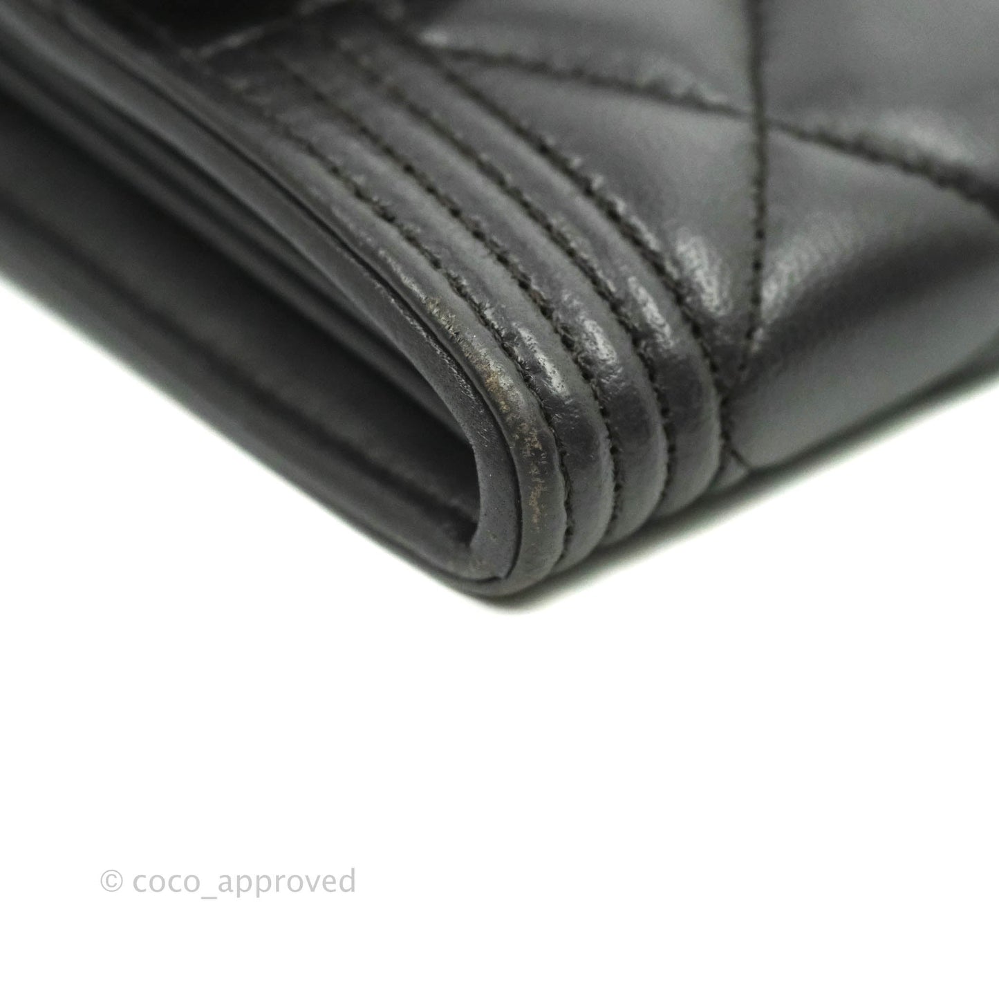 Chanel Quilted Boy Flap Long Wallet Dark Purple Lambskin Gold Hardware