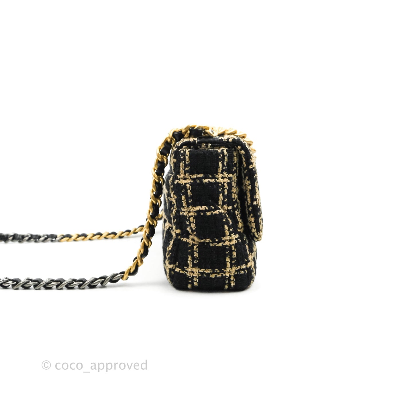 Chanel 19 Small Tweed Black Beige Mixed Hardware