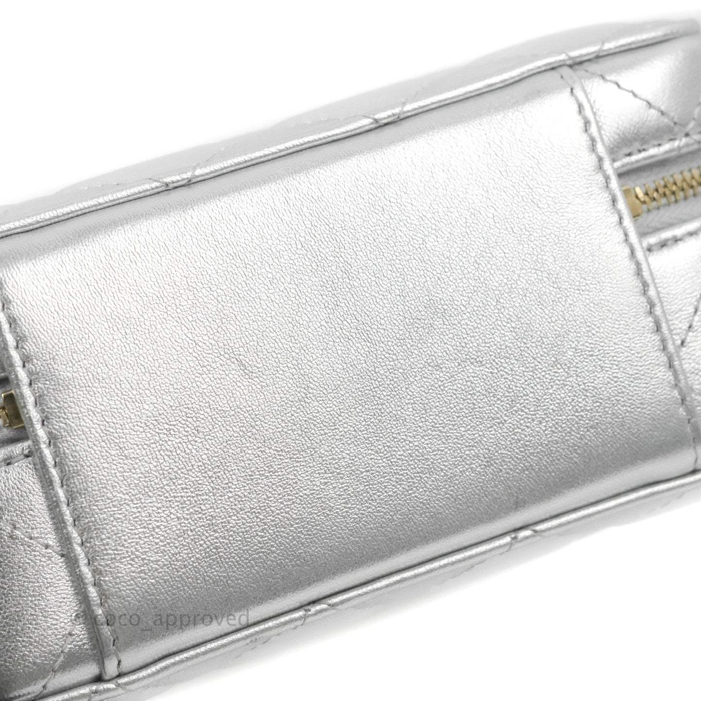 Chanel Rainbow Top Handle Vanity Case Metallic Silver Lambskin Aged Gold Hardware 23P