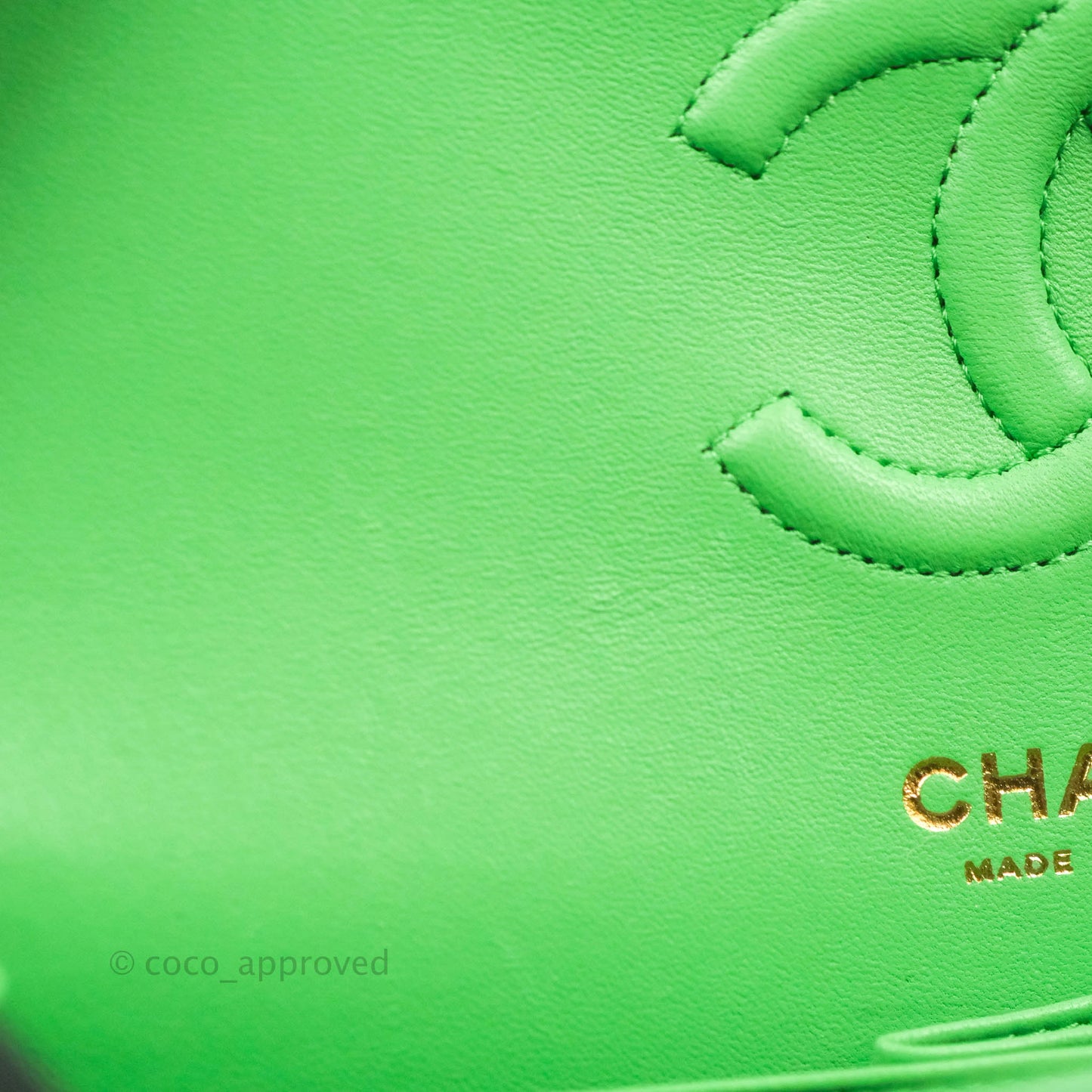 Chanel Small Classic Quilted Flap Green Caviar Gold Hardware