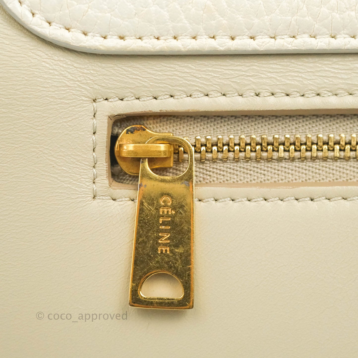Celine Small Sleek Calfskin Tri-Color Trapeze Ivory