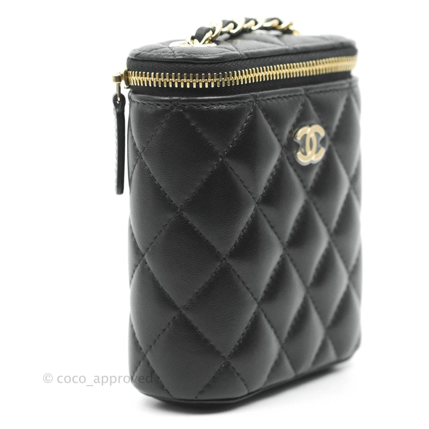 Chanel Classic Mini Vanity With Chain Black Lambskin Gold Hardware