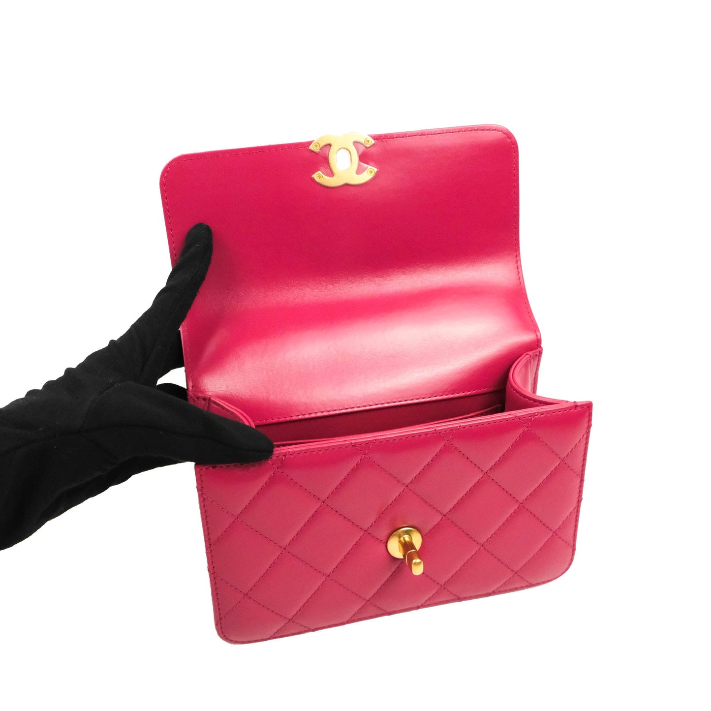 Chanel Quilted Mini Perfect Fit Adjustable Pink Calfskin Aged Gold Hardware 21A