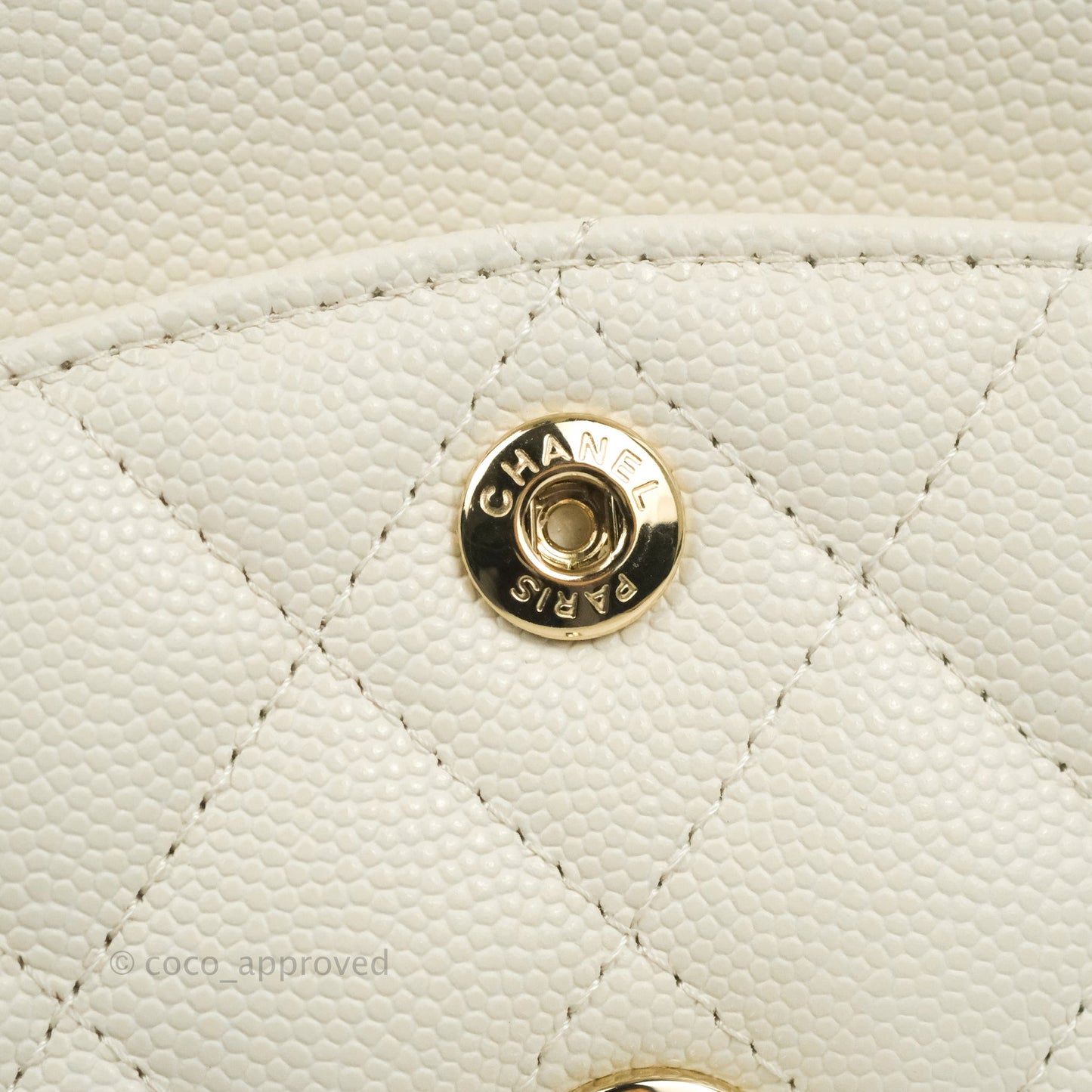 Chanel Classic Small S/M Quilted Flap White Caviar Gold Hardware 22C
