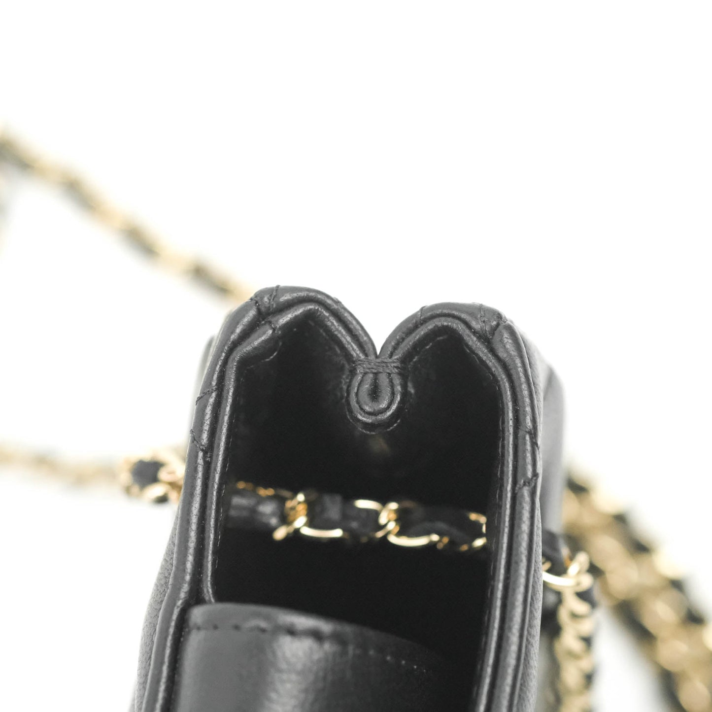 Chanel Mini Clutch With Chain Black Lambskin Gold Hardware 22C
