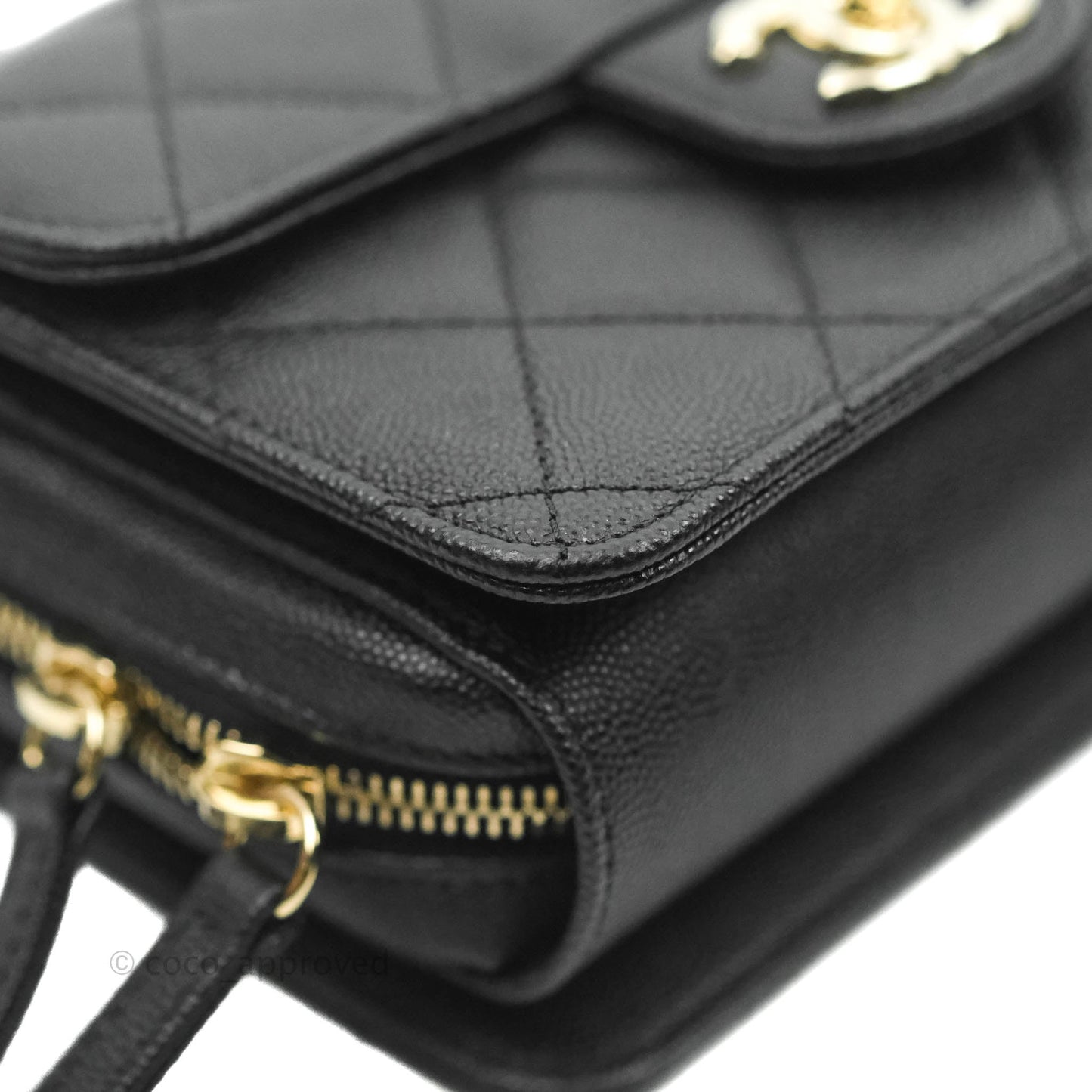 Chanel Quilted Small Like The Wallet Flap Black Caviar Light Gold Hardware 22C