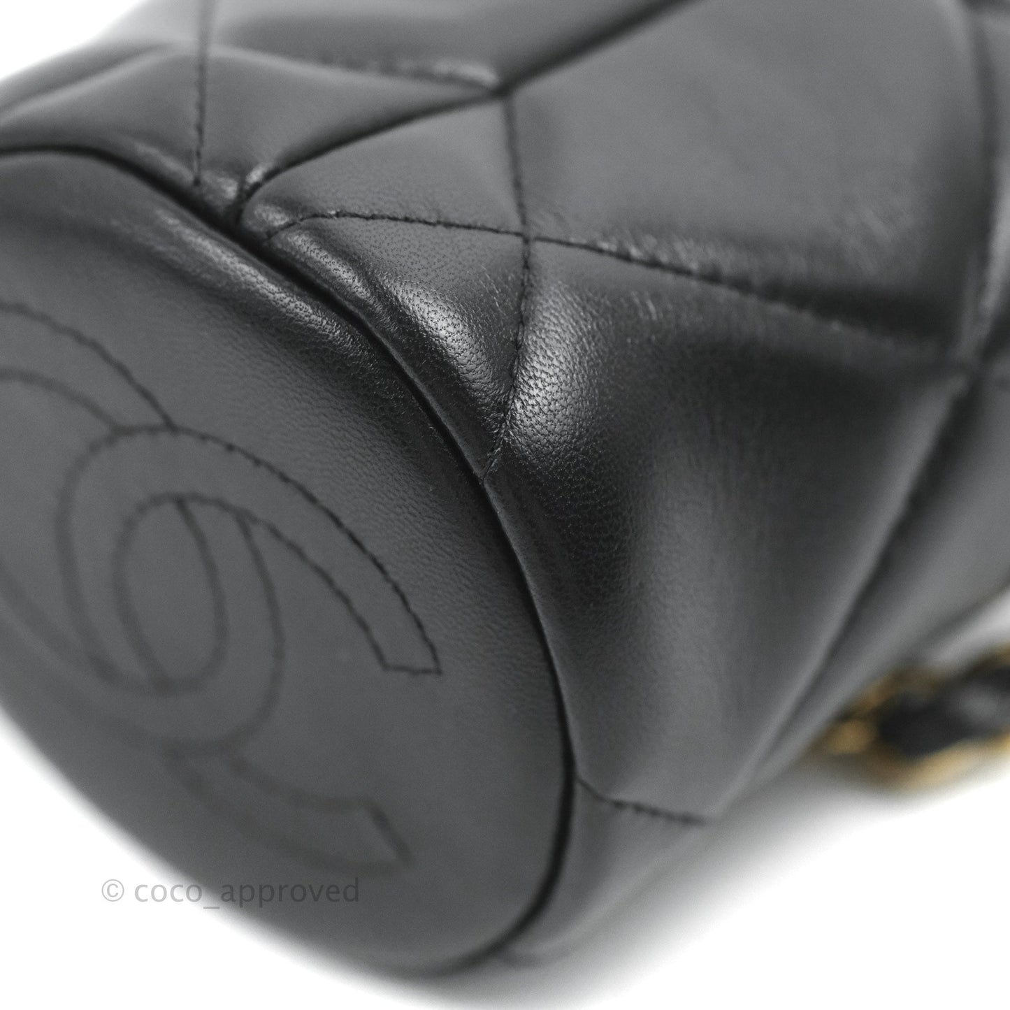 Chanel Mini Bucket Bag with Fluffy Chain Black Lambskin Gold Hardware