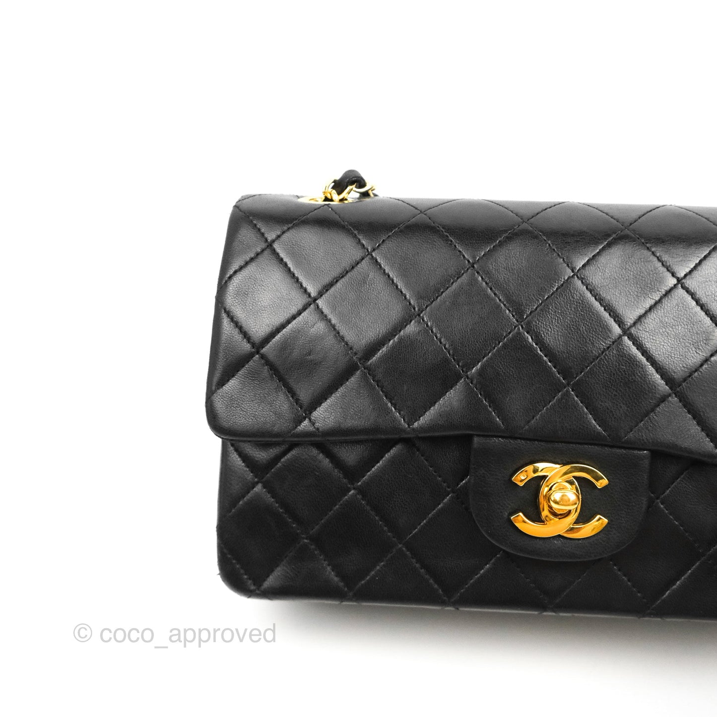 Chanel Classic Vintage Double Flap M/L Black Lambskin Gold Hardware
