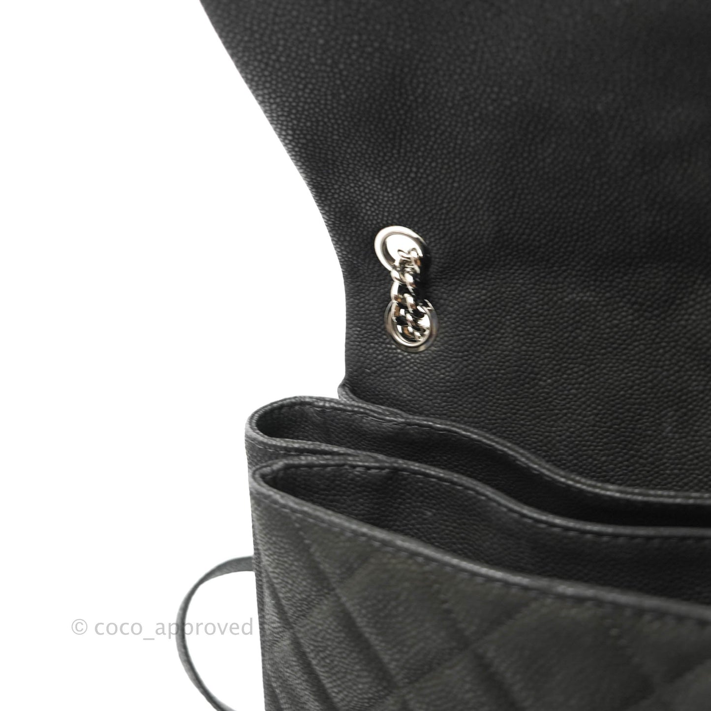 Chanel Lady Pearly Flap Bag Black Caviar Silver Hardware