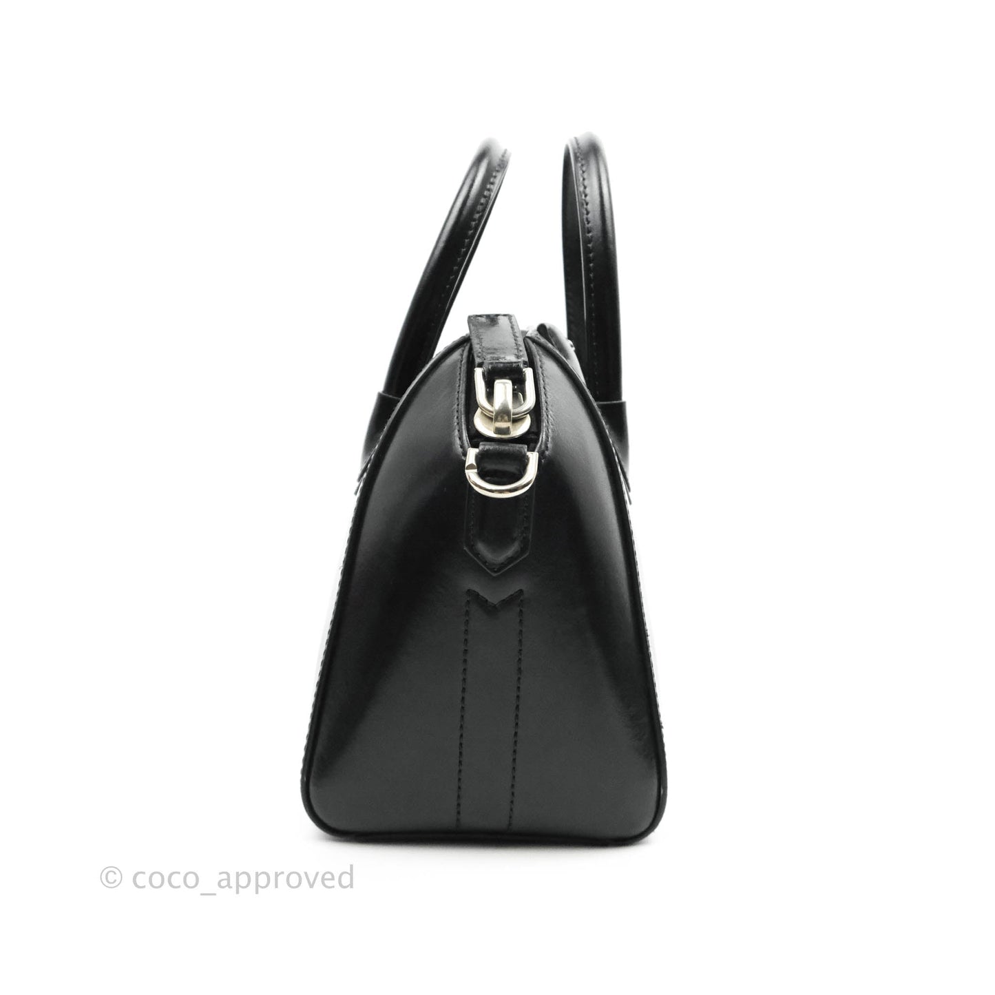 Givenchy Antigona Black Glazed Calfskin Silver Hardware