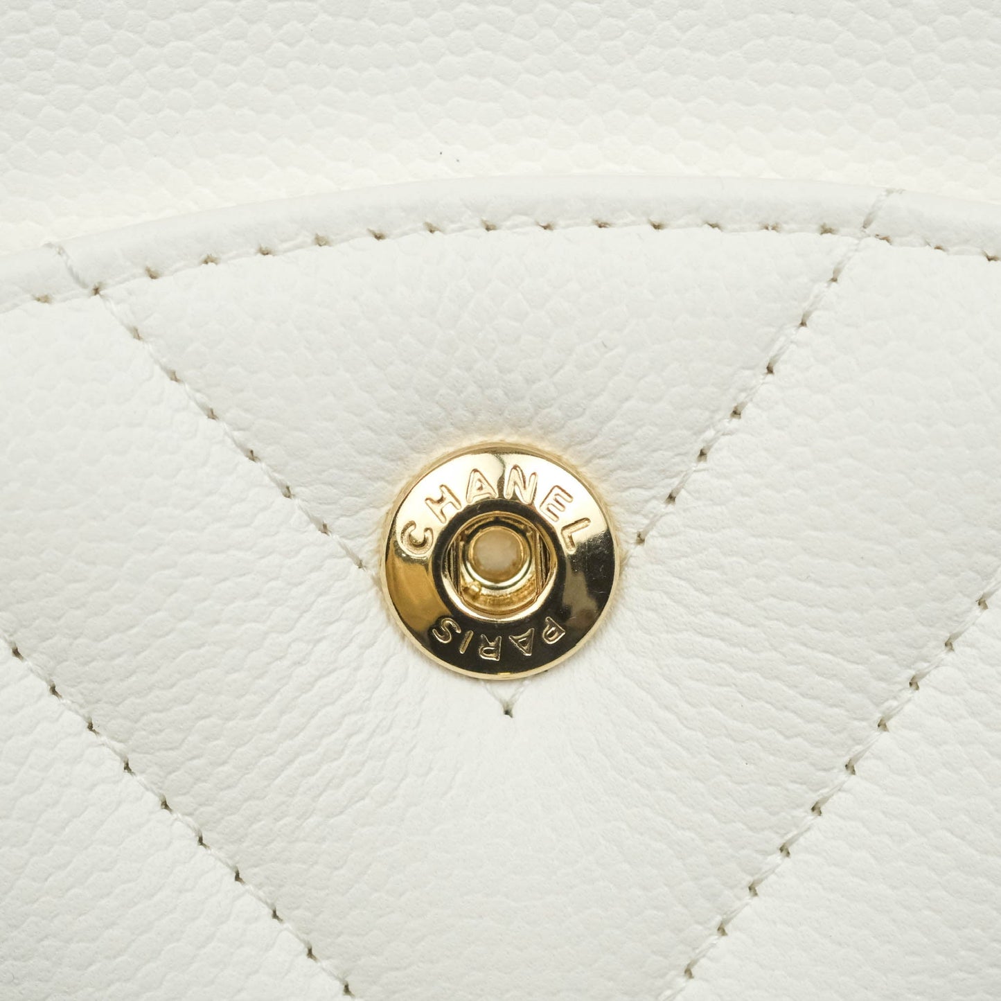 Chanel Chevron M/L Medium Double Flap White Caviar Gold Hardware