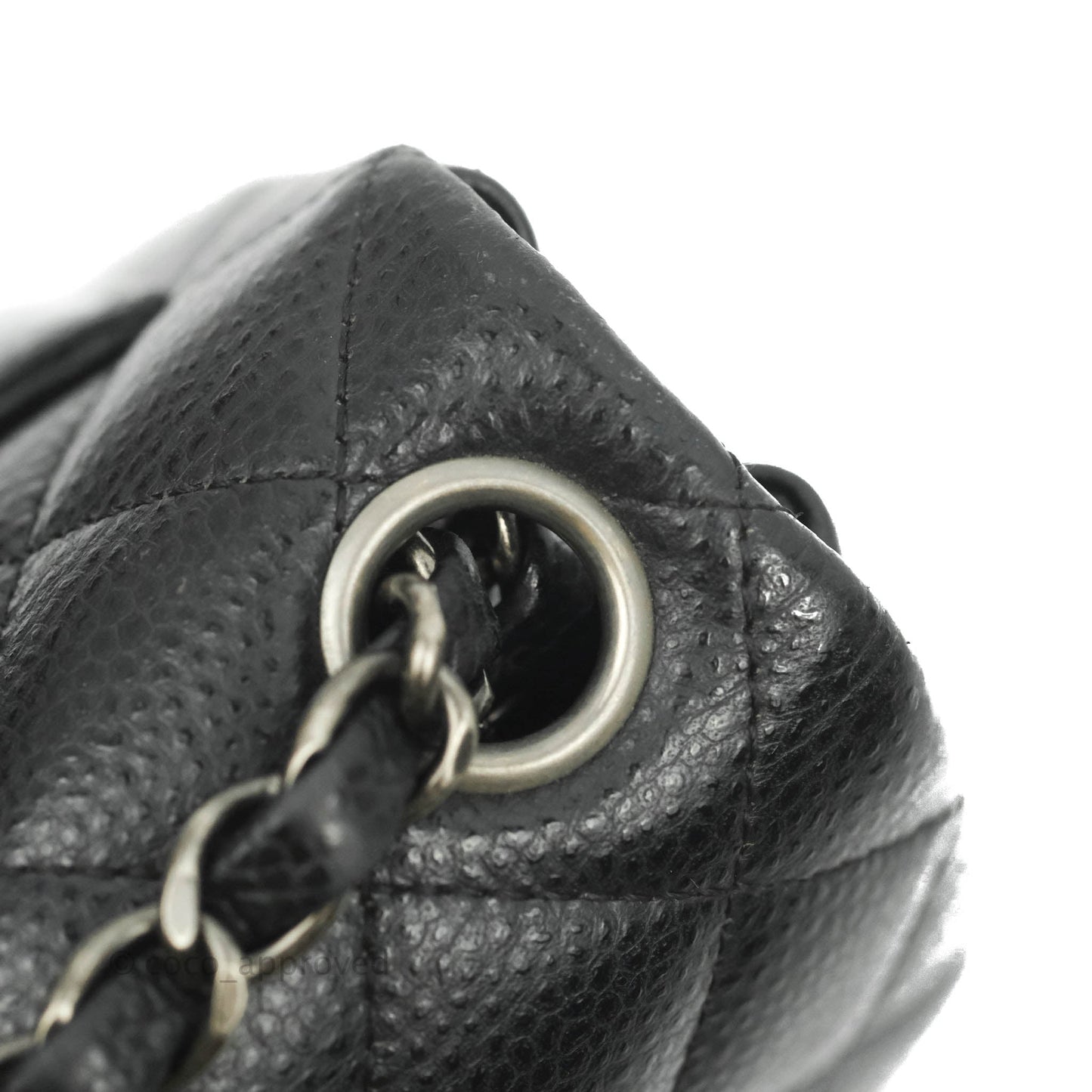 Chanel Mini Square Black Caviar Ruthenium Hardware