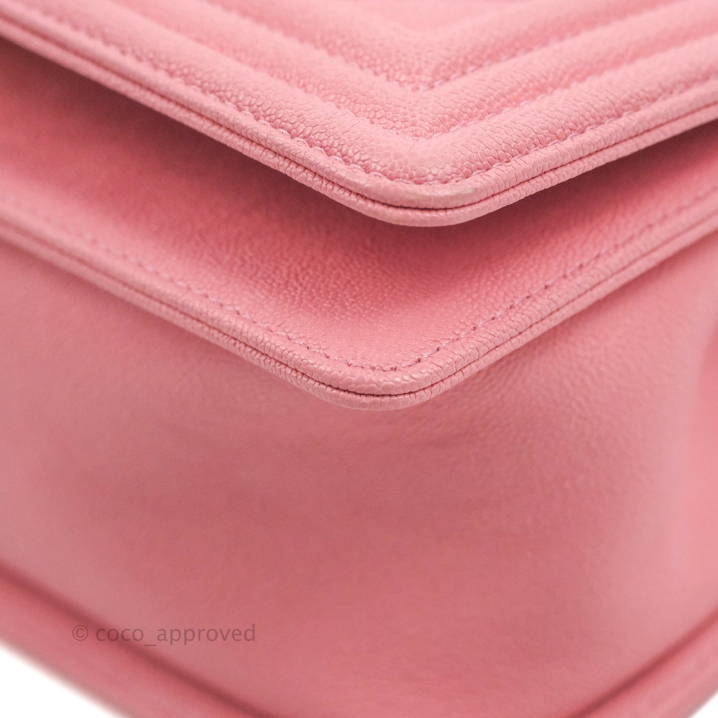 Chanel Quilted Medium Boy Rosy Pink Chevron Caviar Gold Hardware