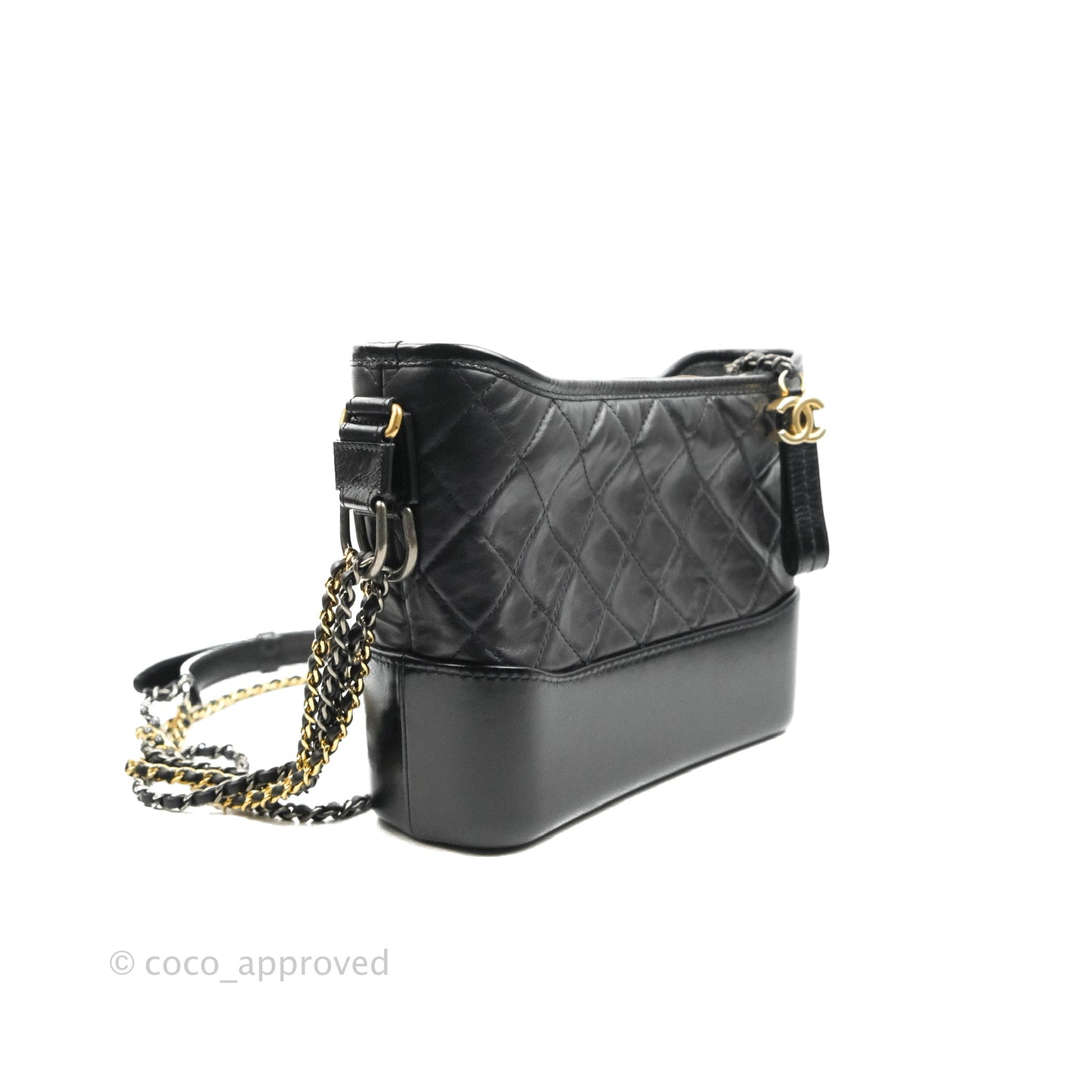 Chanel New Medium Gabrielle Hobo Black Aged Calfskin Mixed Hardware