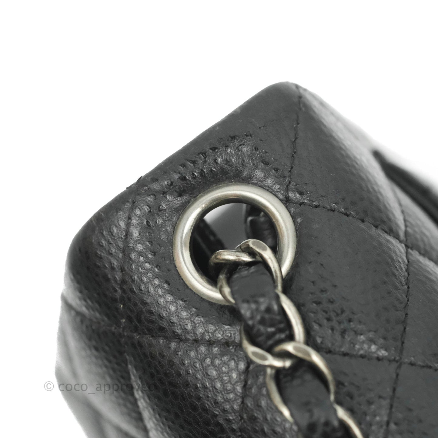 Chanel Mini Square Black Caviar Ruthenium Hardware