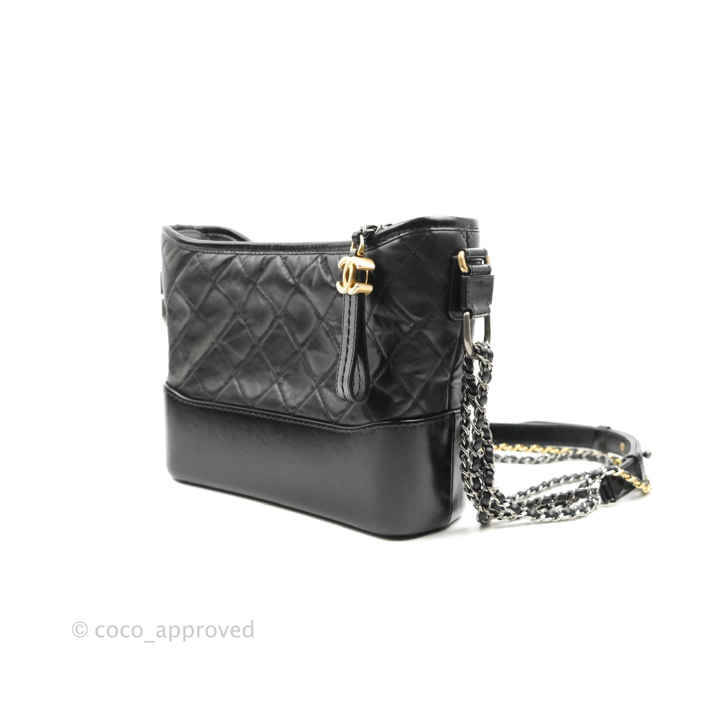 Chanel New Medium Gabrielle Hobo Black Aged Calfskin Mixed Hardware