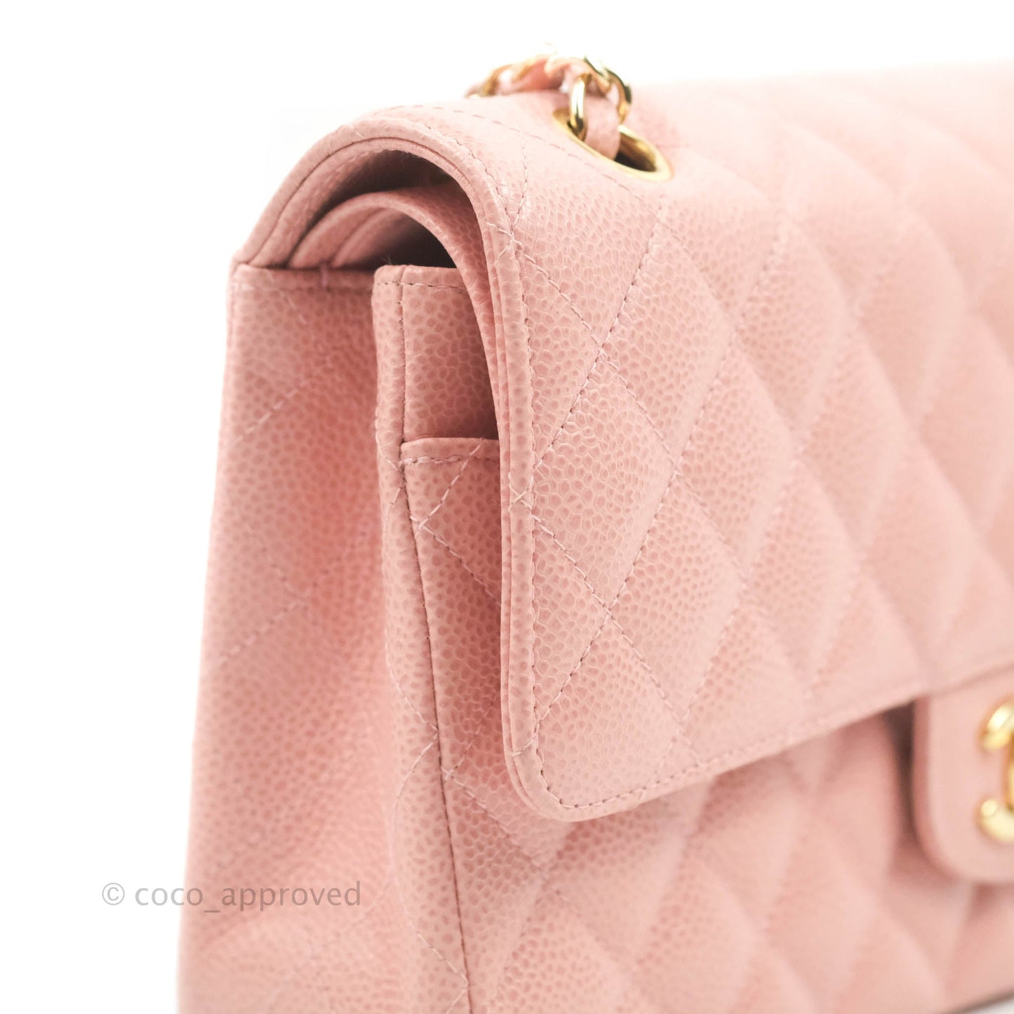 Chanel Vintage Classic M/L Medium Flap Quilted Pink Caviar 24K Gold Hardware