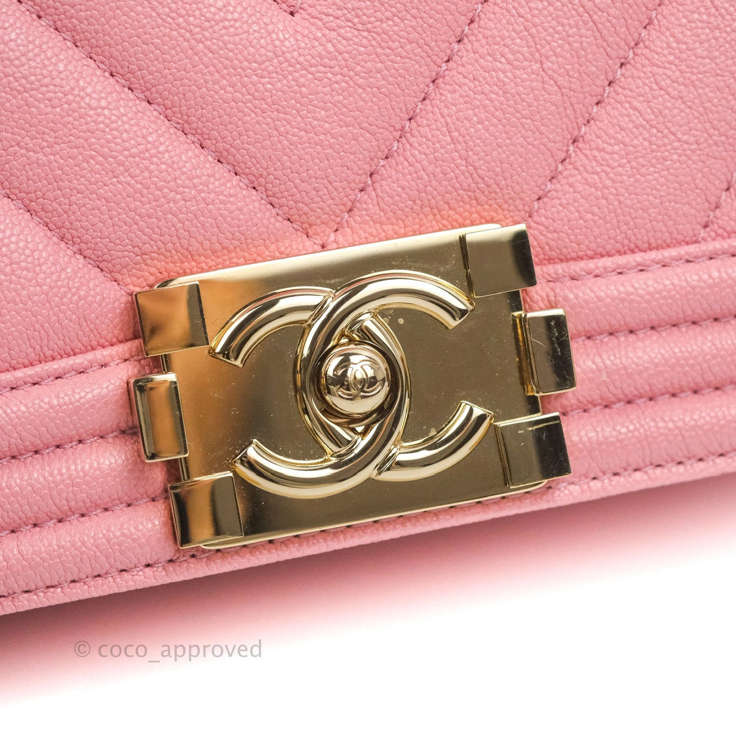 Chanel Quilted Medium Boy Rosy Pink Chevron Caviar Gold Hardware