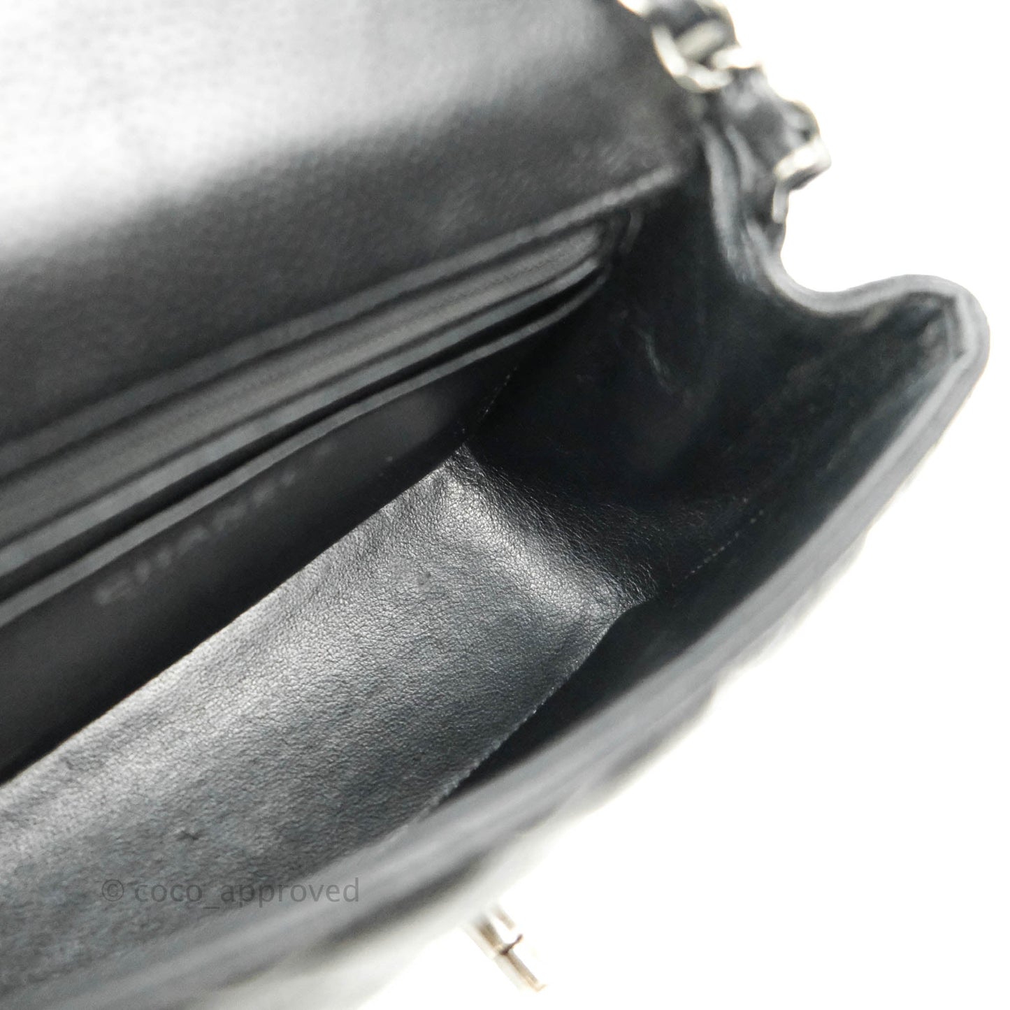 Chanel Mini Square Black Caviar Ruthenium Hardware