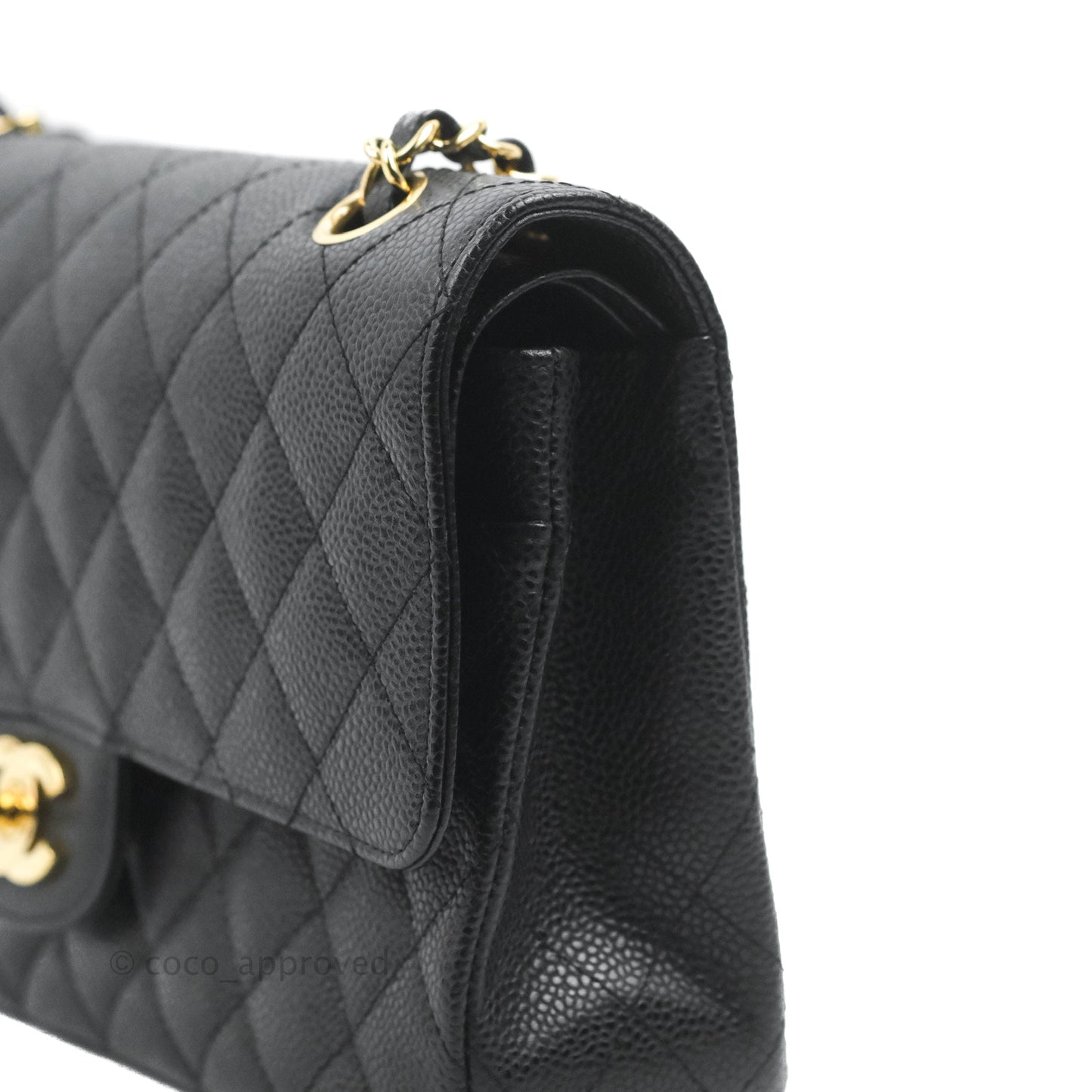 Chanel Quilted Classic M/L Medium Flap Black Caviar Gold Hardware