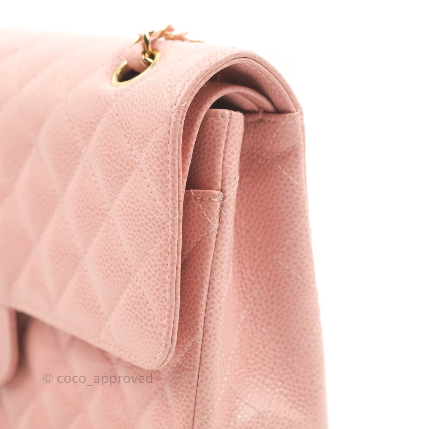 Chanel Vintage Classic M/L Medium Flap Quilted Pink Caviar 24K Gold Hardware