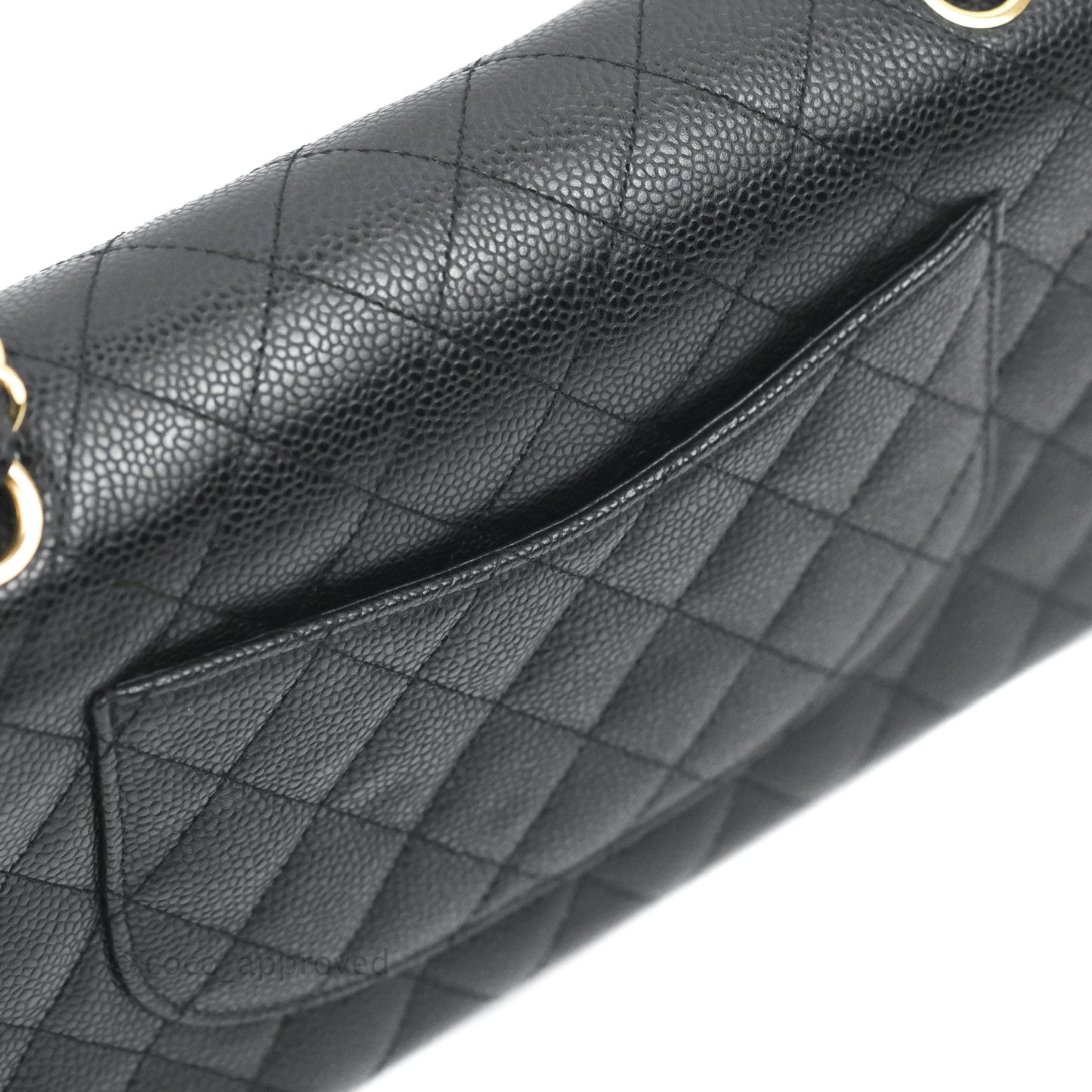 Chanel Quilted Classic M/L Medium Flap Black Caviar Gold Hardware