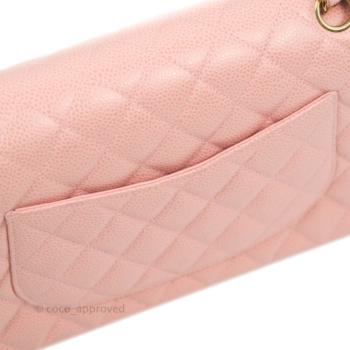 Chanel Vintage Classic M/L Medium Flap Quilted Pink Caviar 24K Gold Hardware