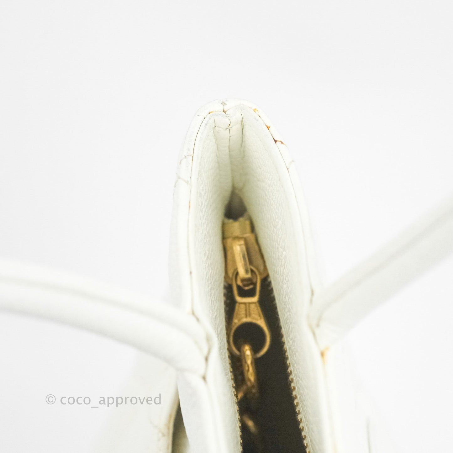 Chanel Vintage Medallion CC White Caviar Tote Bag Gold Hardware