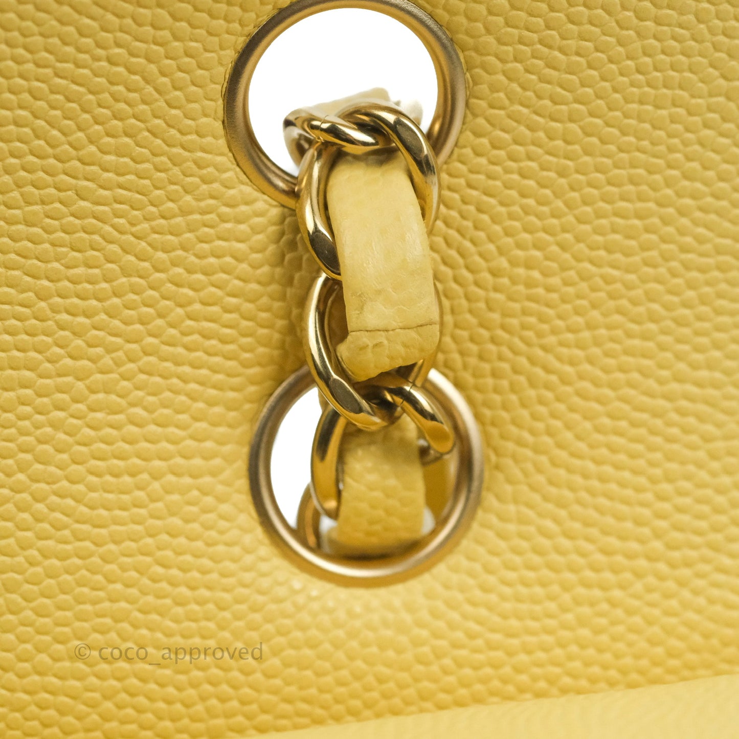 Chanel Classic Small S/M Quilted Flap Yellow Caviar Gold Hardware