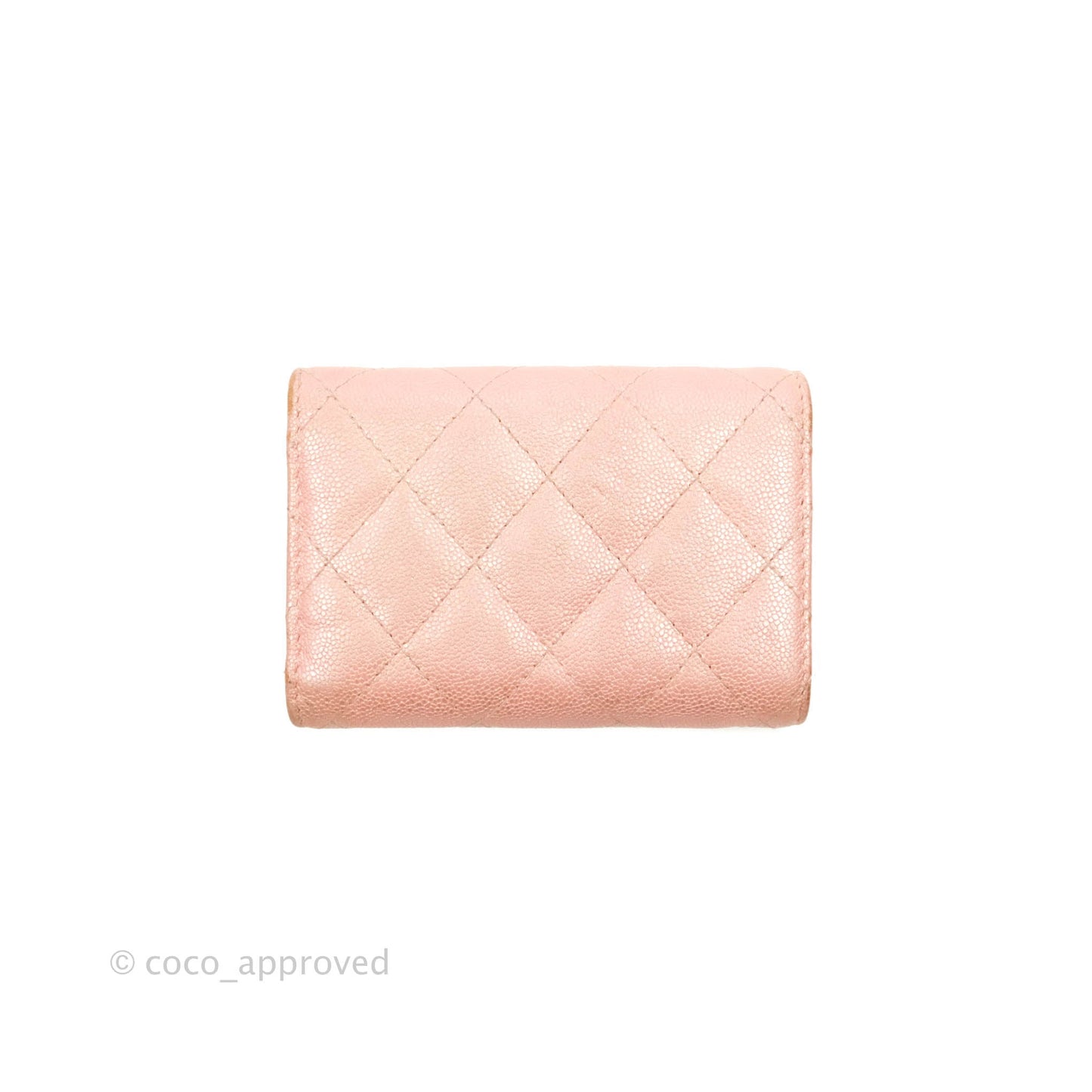 Chanel Quilted Small Classic Flap Trifold Wallet Iridescent Pink Caviar Gold Hardware