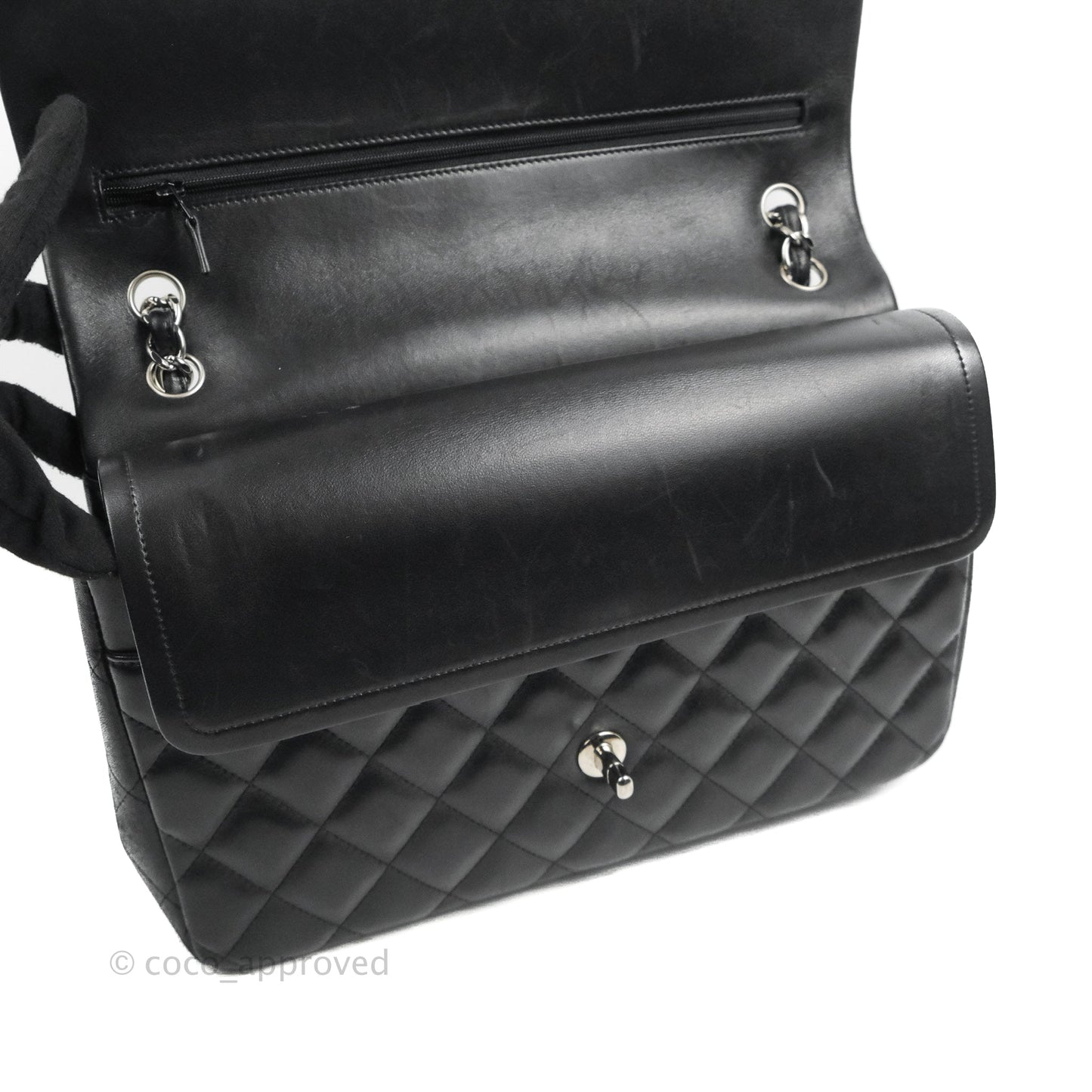 Chanel Jumbo Double Flap Black Lambskin Silver Hardware⁣⁣