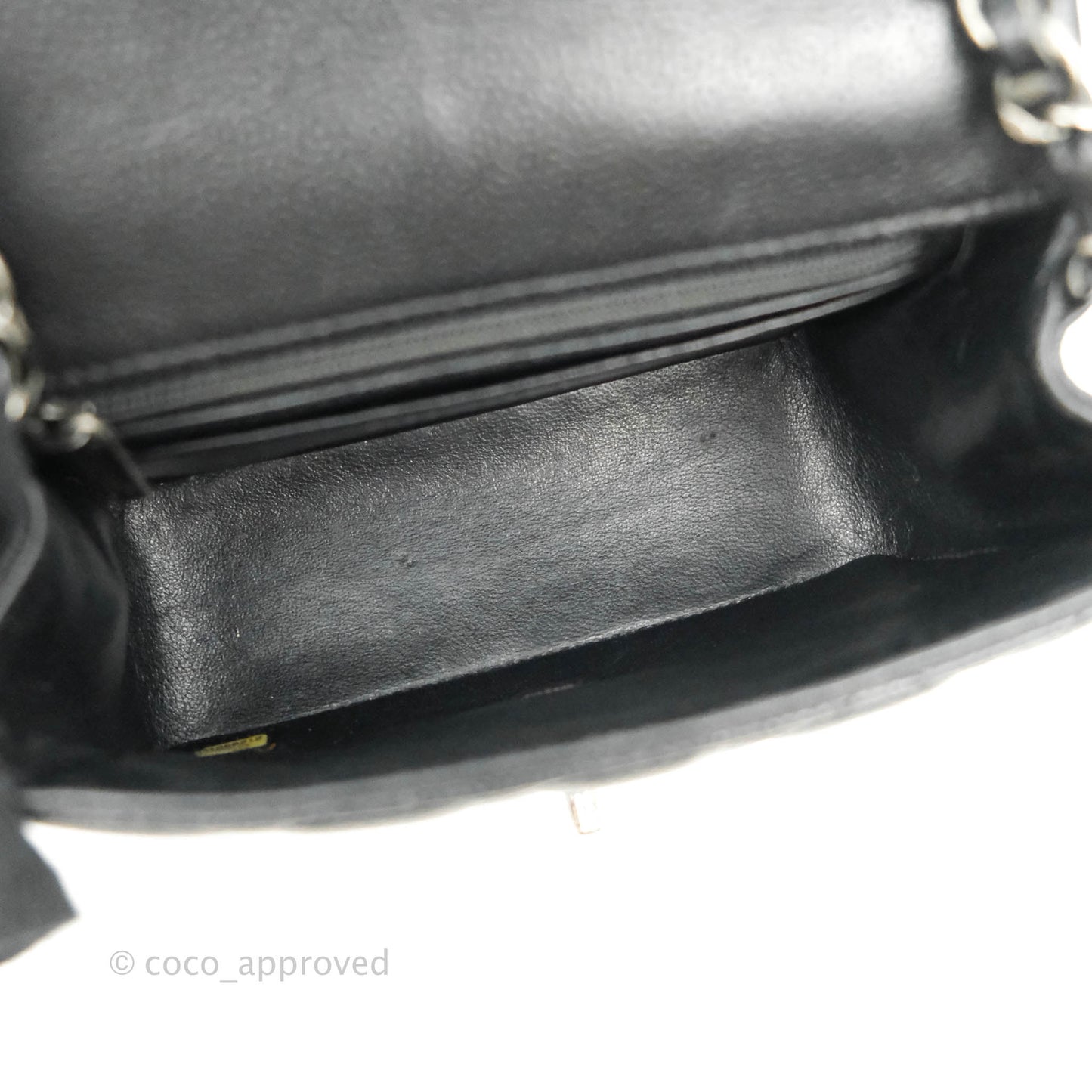 Chanel Mini Square Black Caviar Ruthenium Hardware