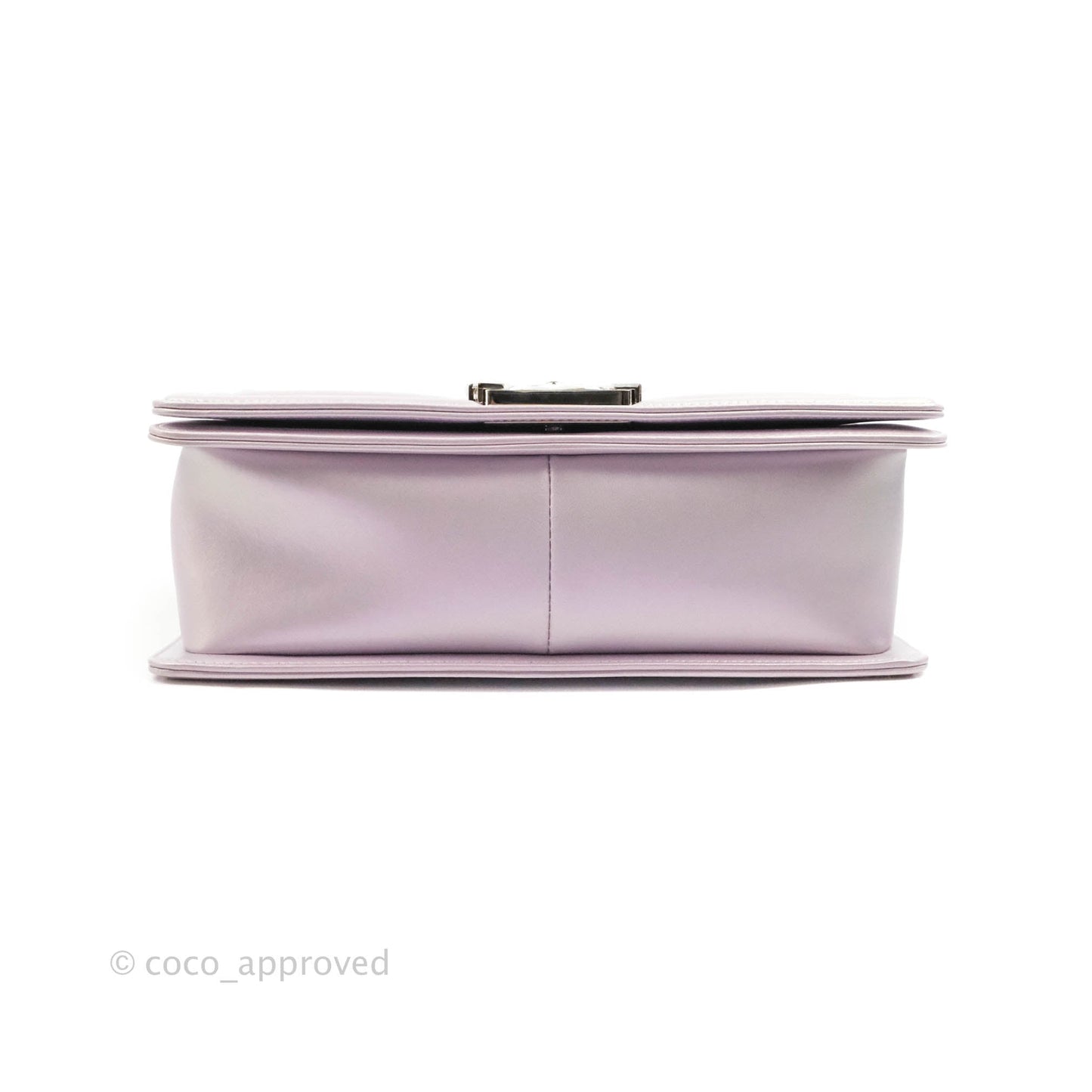 Chanel Medium Boy Chevron Iridescent Lilac Calfskin Silver Hardware