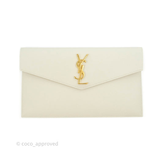 Saint Laurent Ivory Monogram Clutch Bag
