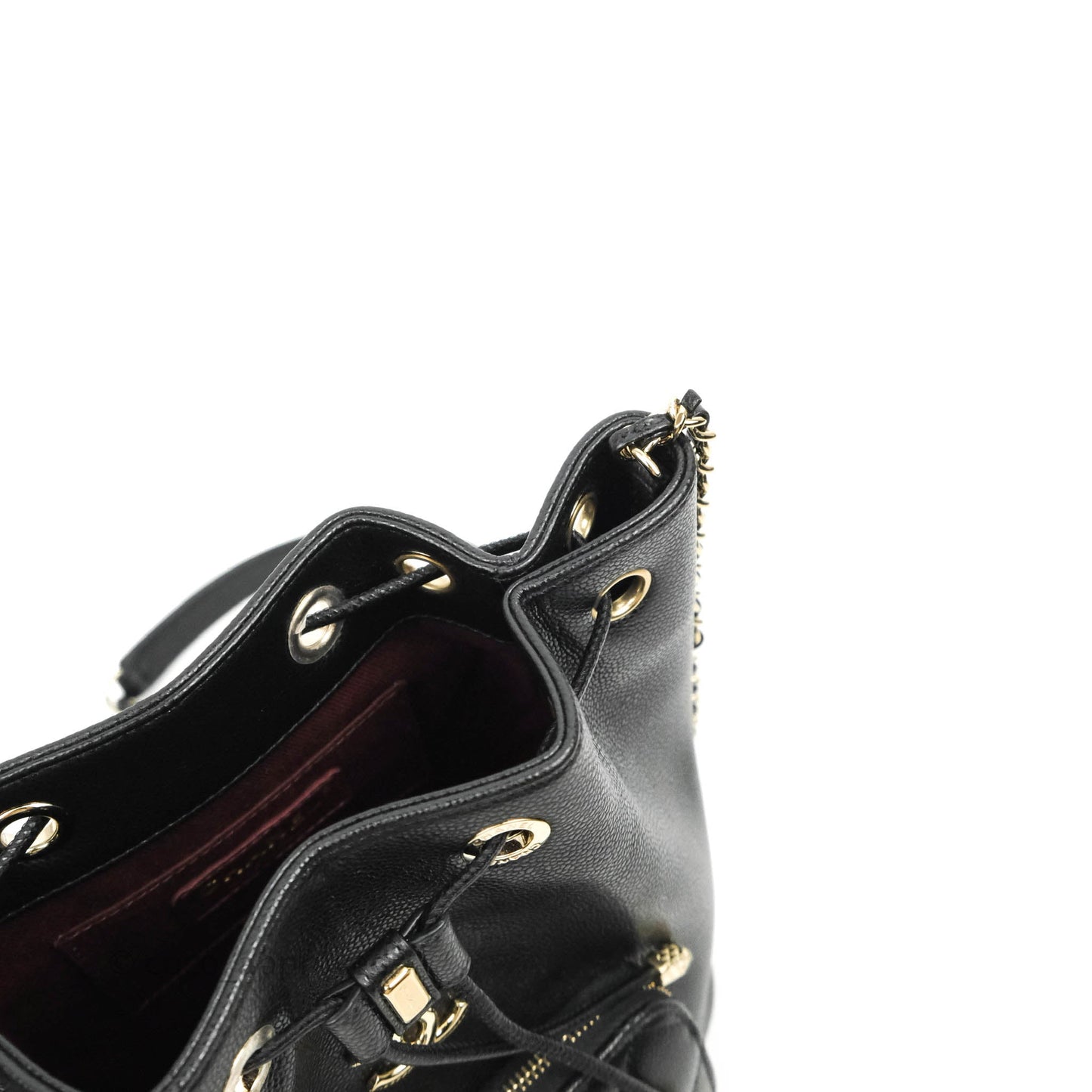 Chanel Caviar Quilted CC Pocket Bucket Bag Black Gold Hardware
