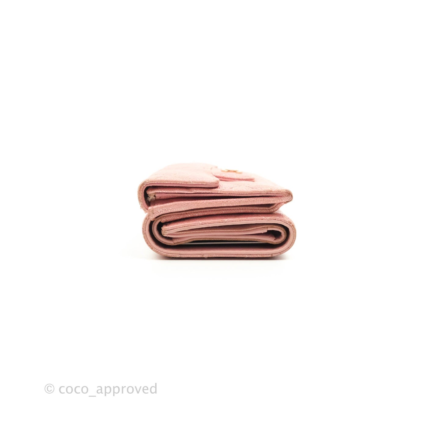 Chanel Quilted Small Classic Flap Trifold Wallet Iridescent Pink Caviar Gold Hardware