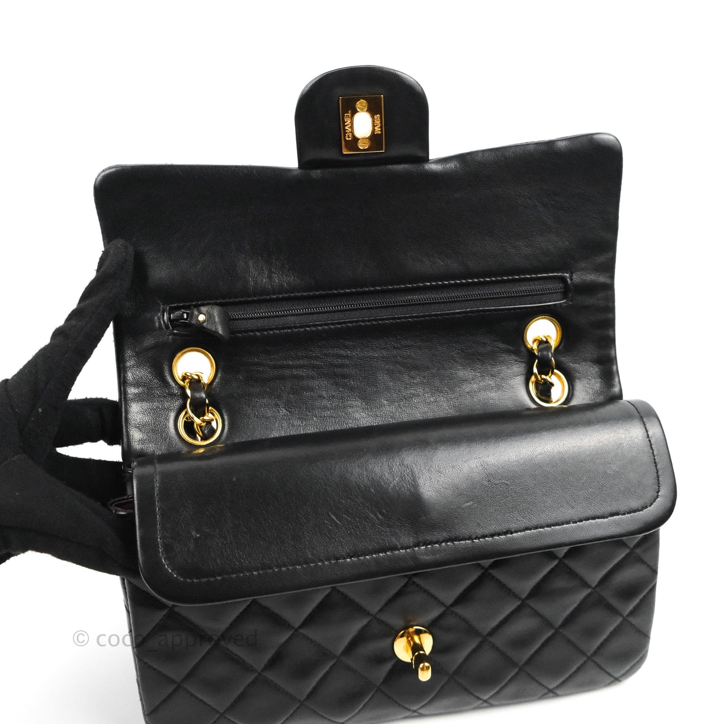 Chanel Classic Vintage Small S/M Flap Black Lambskin 24K Gold Hardware
