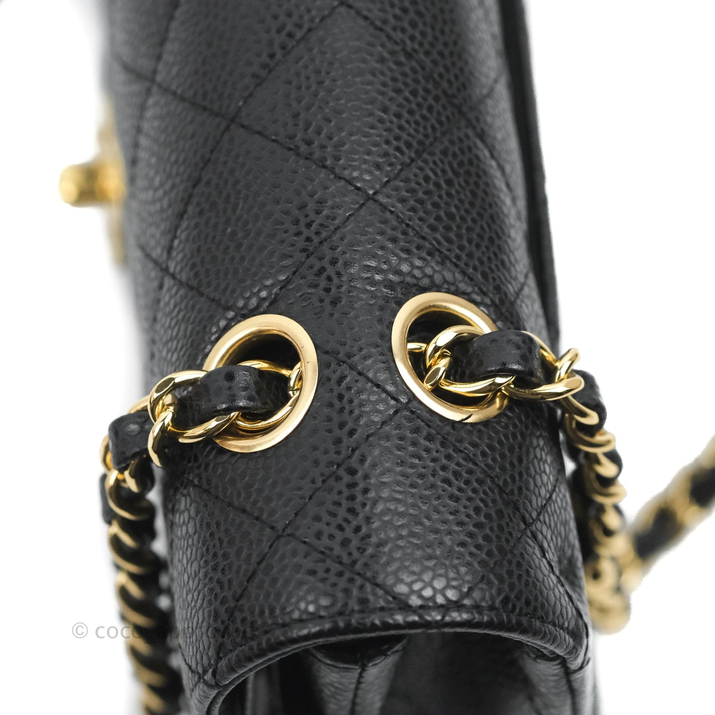 Chanel Quilted Classic M/L Medium Flap Black Caviar Gold Hardware