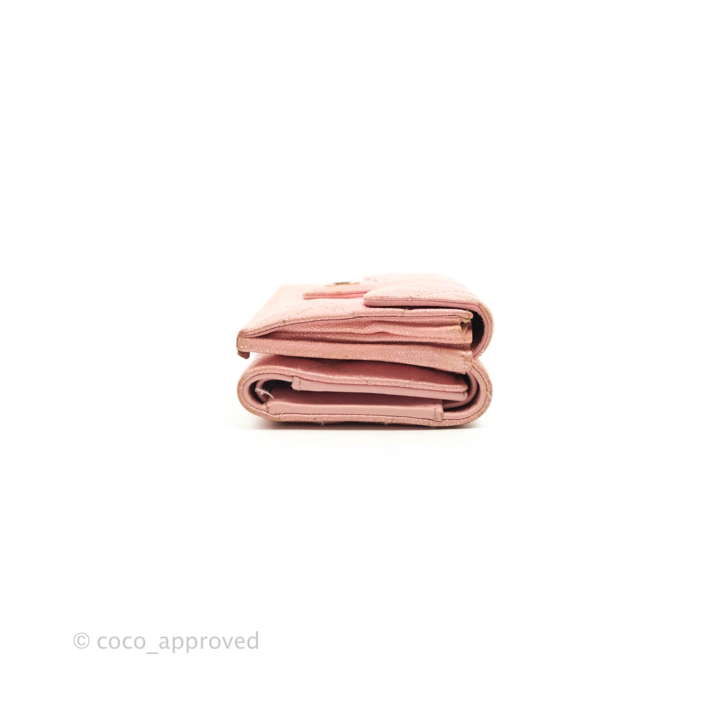 Chanel Quilted Small Classic Flap Trifold Wallet Iridescent Pink Caviar Gold Hardware