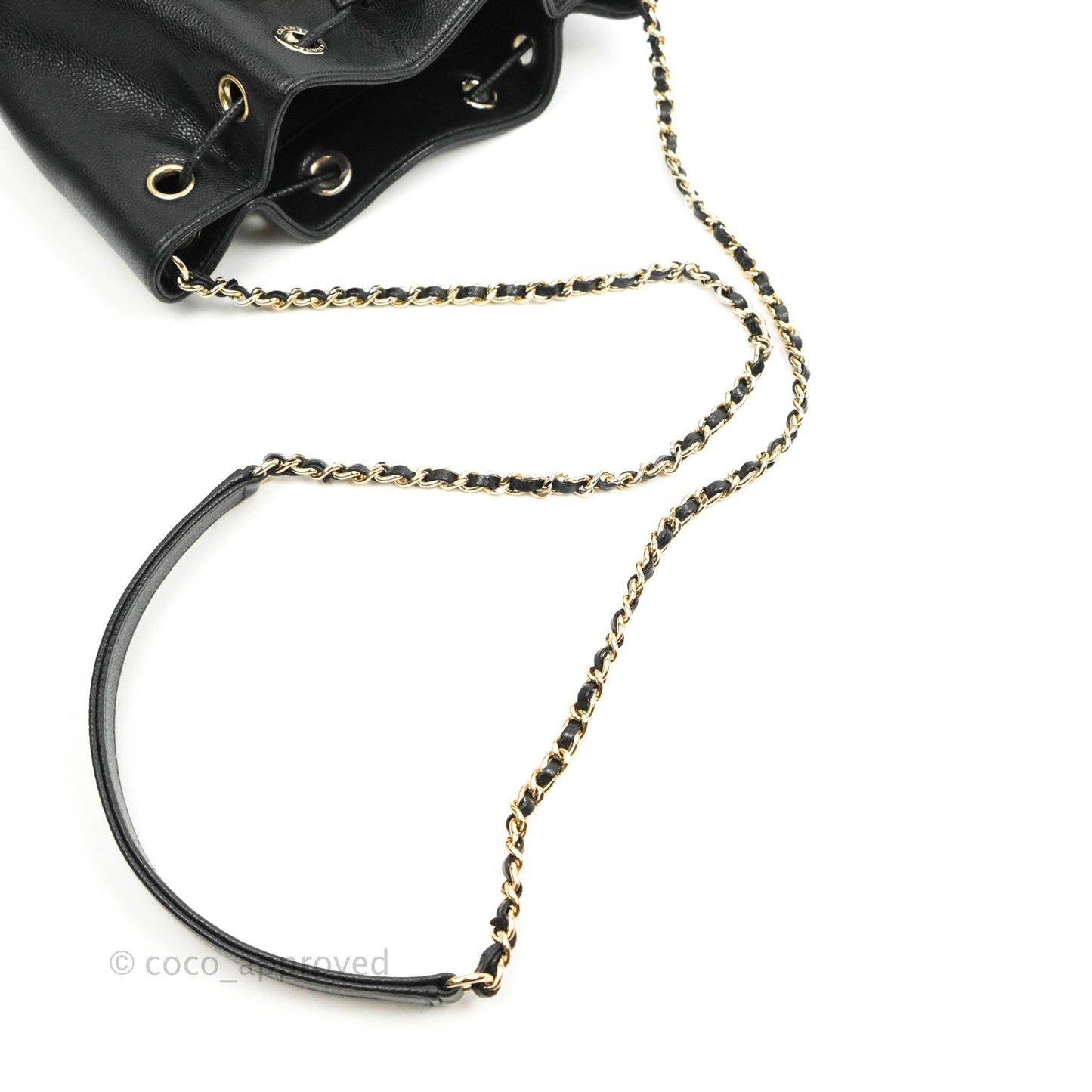 Chanel Caviar Quilted CC Pocket Bucket Bag Black Gold Hardware